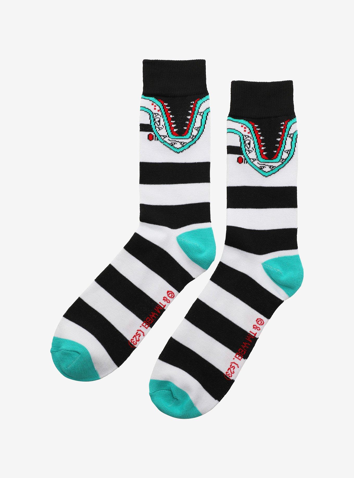 Beetlejuice Sandworms Striped Crew Socks, , alternate