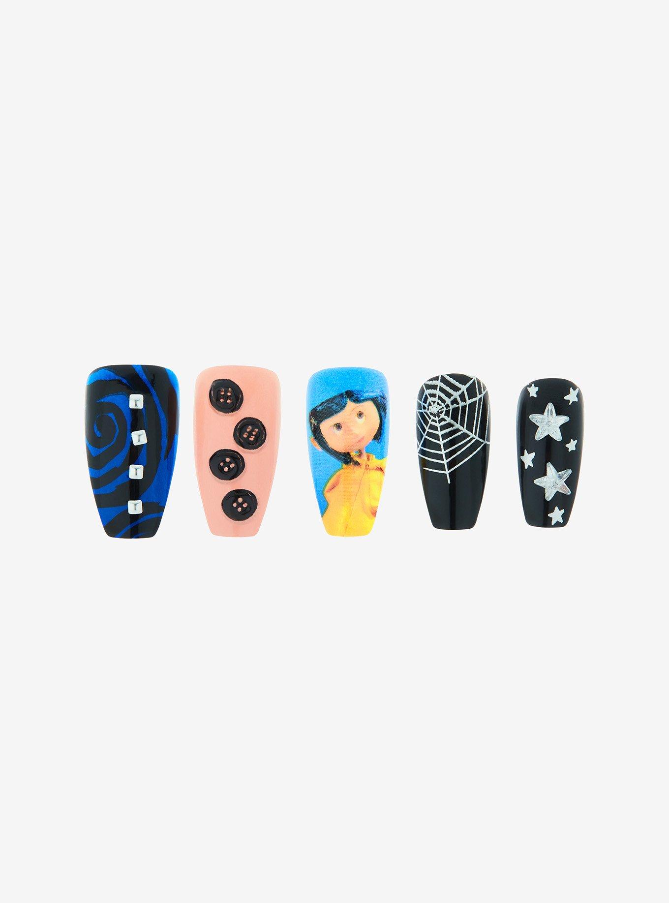 Coraline Button Star Faux Nail Set, , alternate