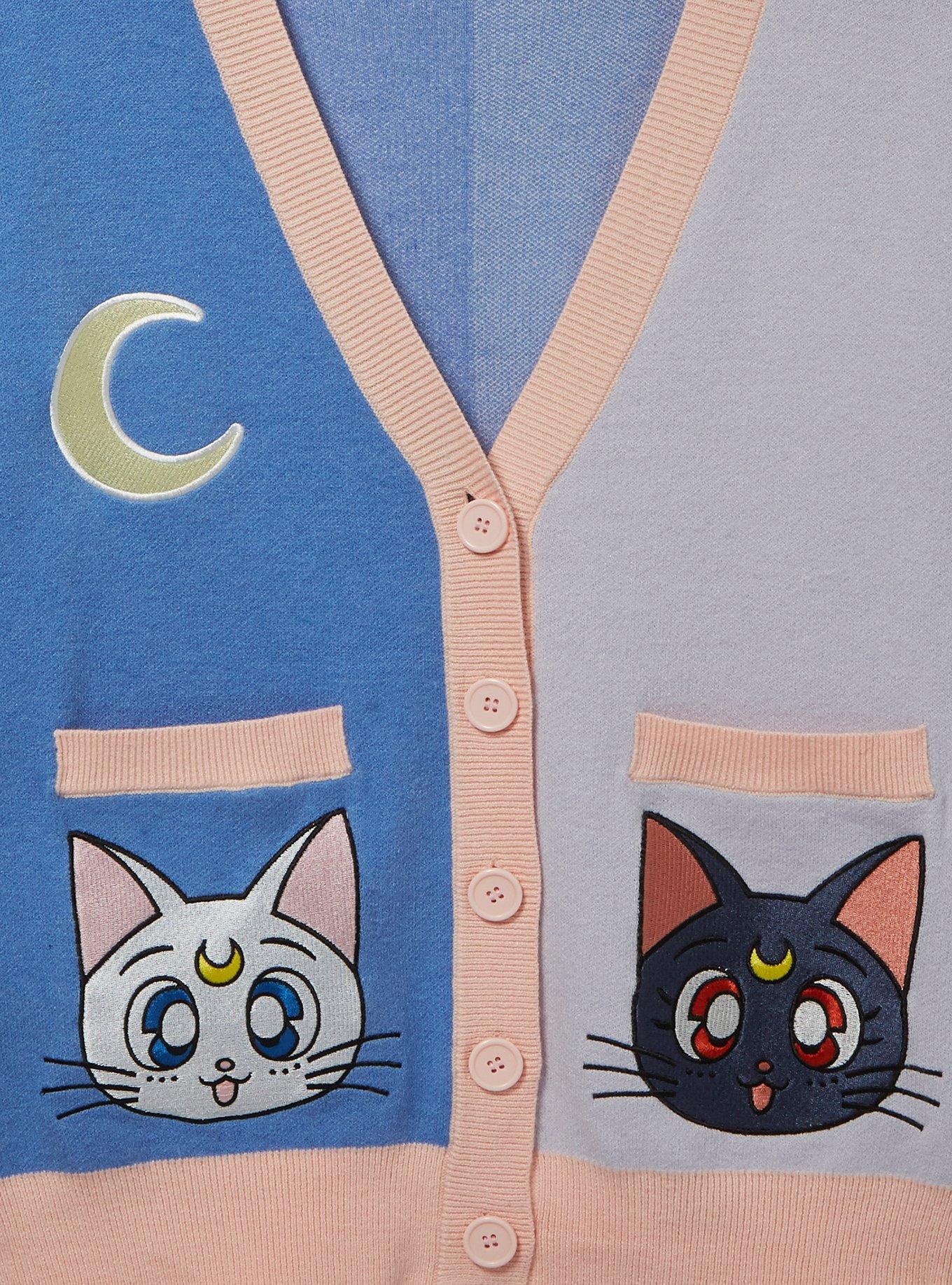 Pretty Guardian Sailor Moon Luna & Artemis Color Block Women's Cardigan - BoxLunch Exclusive, MULTI, alternate