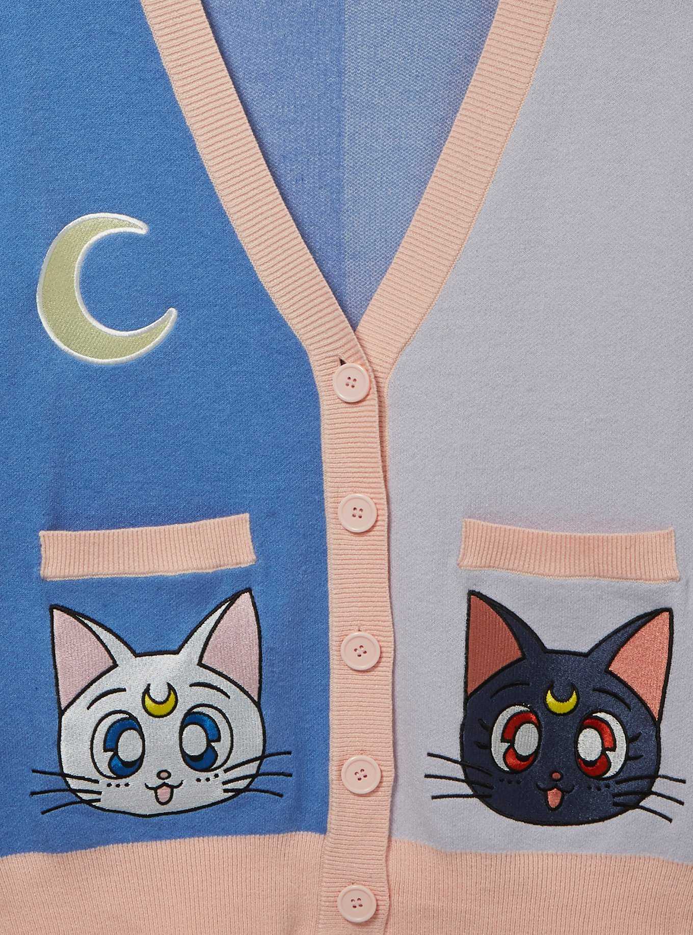 Pretty Guardian Sailor Moon Luna & Artemis Color Block Women's Cardigan - BoxLunch Exclusive, , hi-res