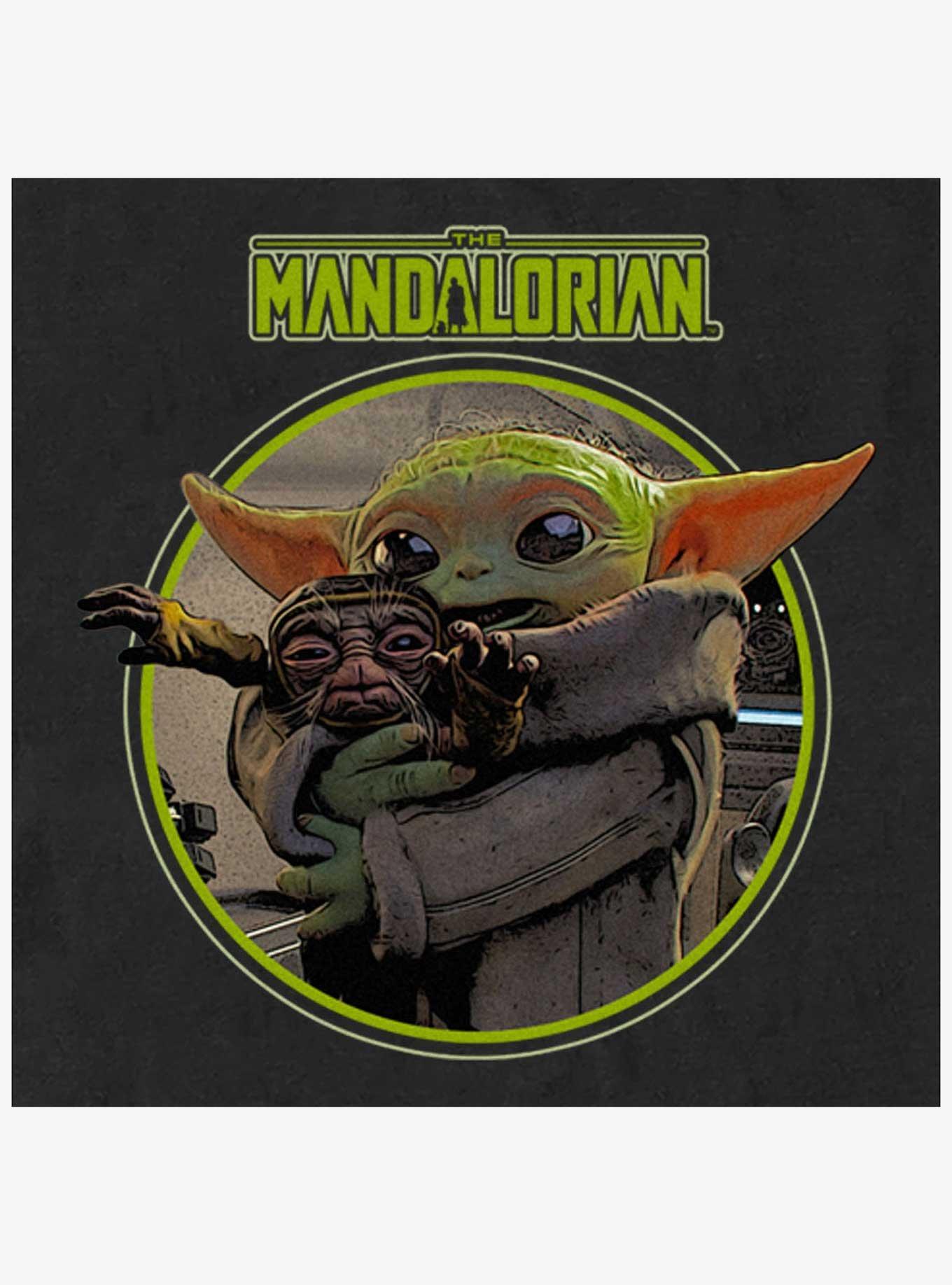 Star Wars The Mandalorian Grogu Hugging An Anzellan Mineral Wash T-Shirt BoxLunch Web Exclusive, BLACK, alternate