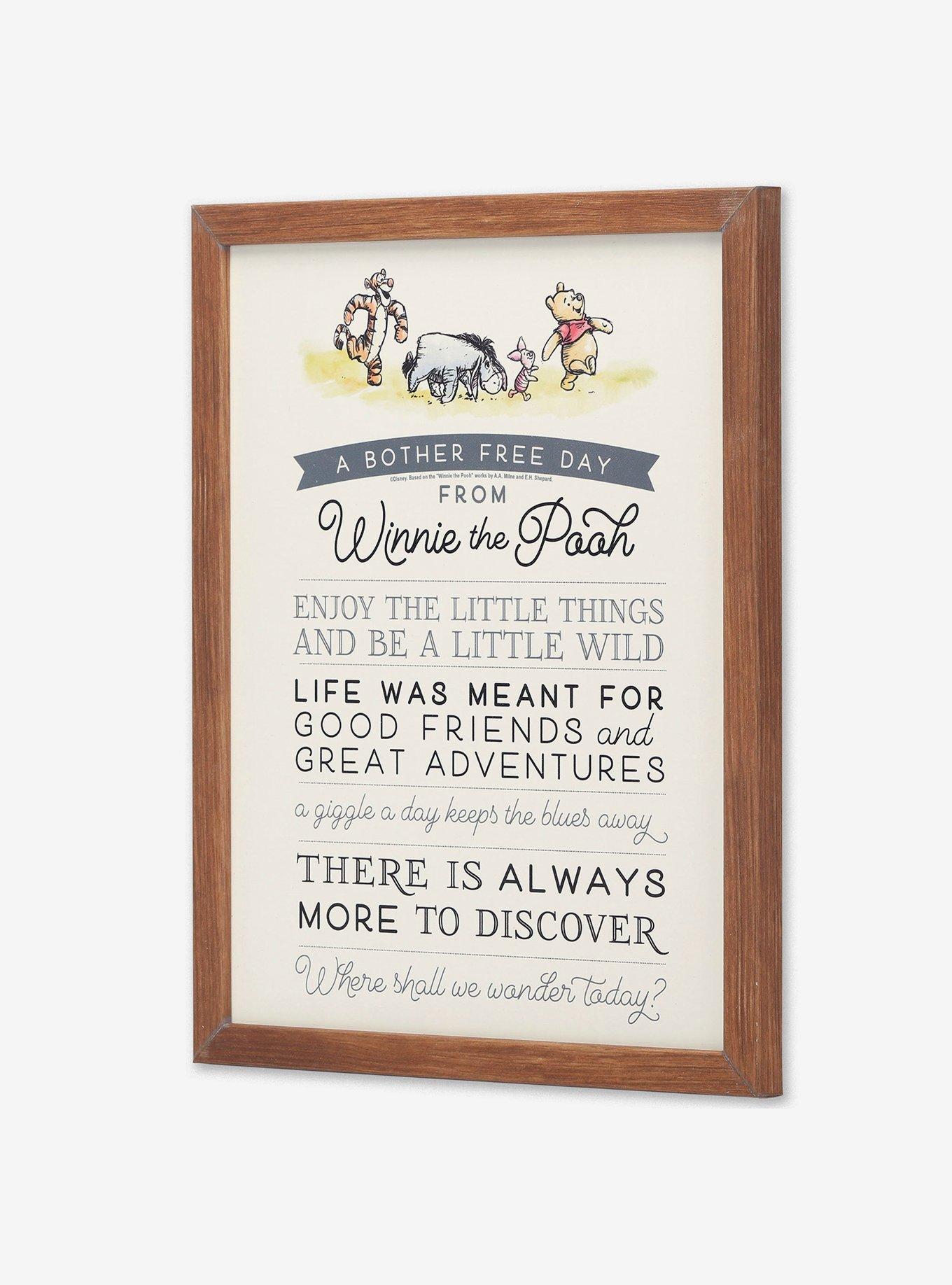 Disney Winnie The Pooh Bother Free Day Framed Wood Wall Decor