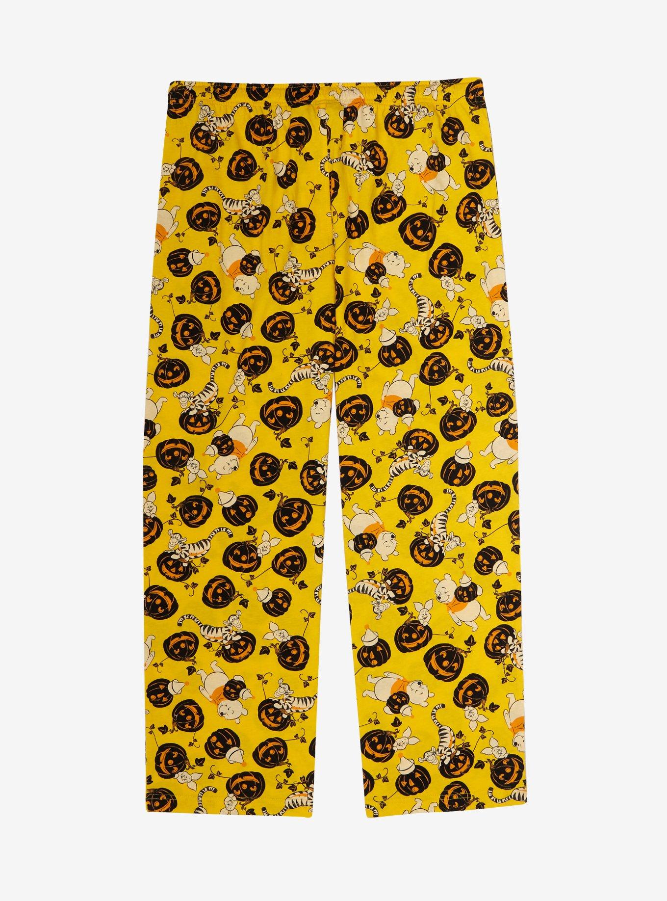 Disney Winnie the Pooh & Friends Jack-o-Lantern Allover Print Plus Size Sleep Pants -  BoxLunch Exclusive, LIGHT YELLOW, alternate