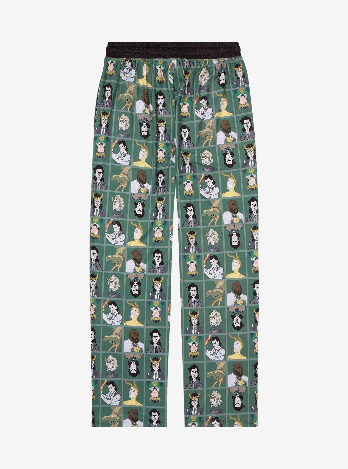 Marvel Loki Character Grid Sleep Pants - BoxLunch Exclusive, HUNTER GREEN, alternate