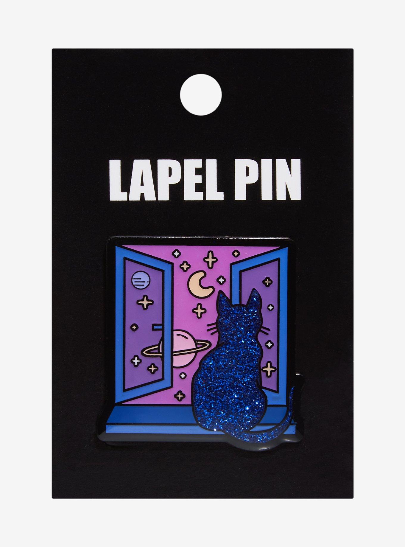 Cat Stargazing Enamel Pin, , alternate