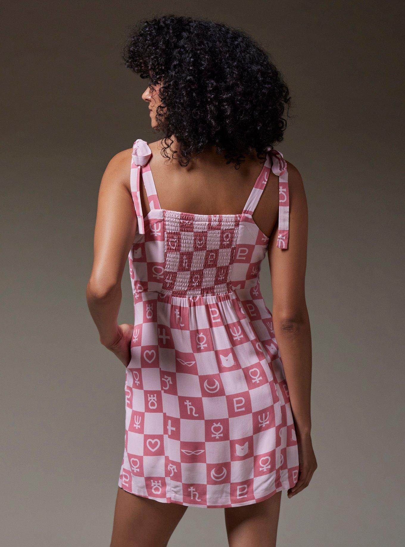 Pretty Guardian Sailor Moon Checkered Symbol Tank Dress - BoxLunch Exclusive, LIGHT PINK, alternate