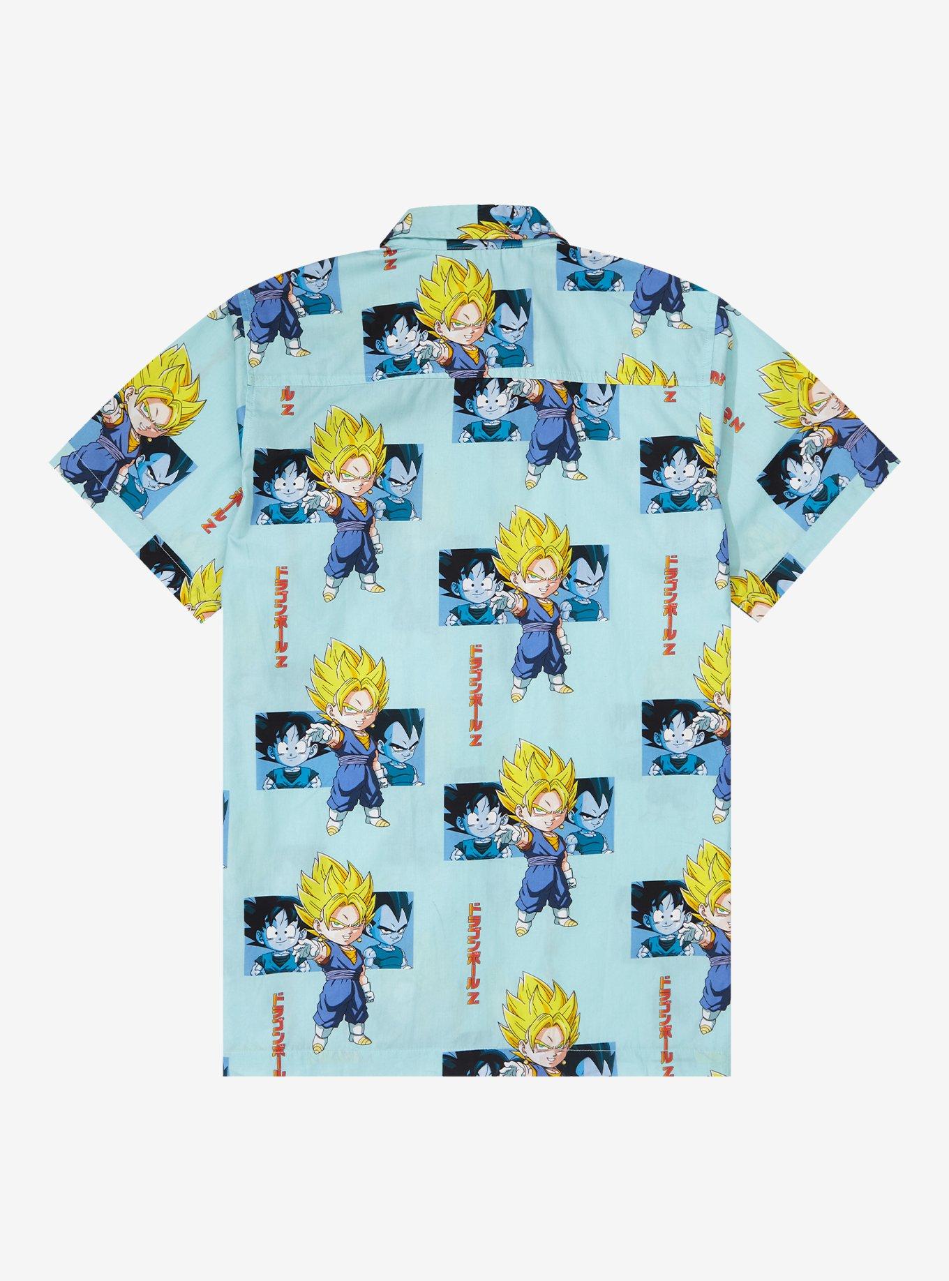 Dragon Ball Z Super Saiyan Vegeta Allover Print Woven Button-Up - BoxLunch Exclusive, BLUE, alternate