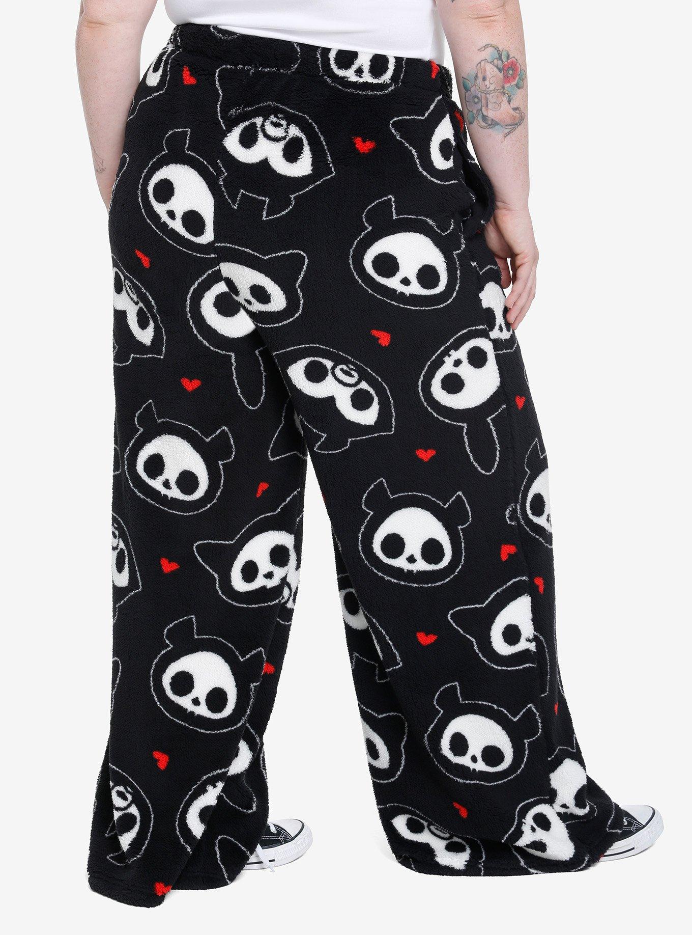 Skelanimals Character Plush Pajama Pants Plus Size, BLACK, alternate