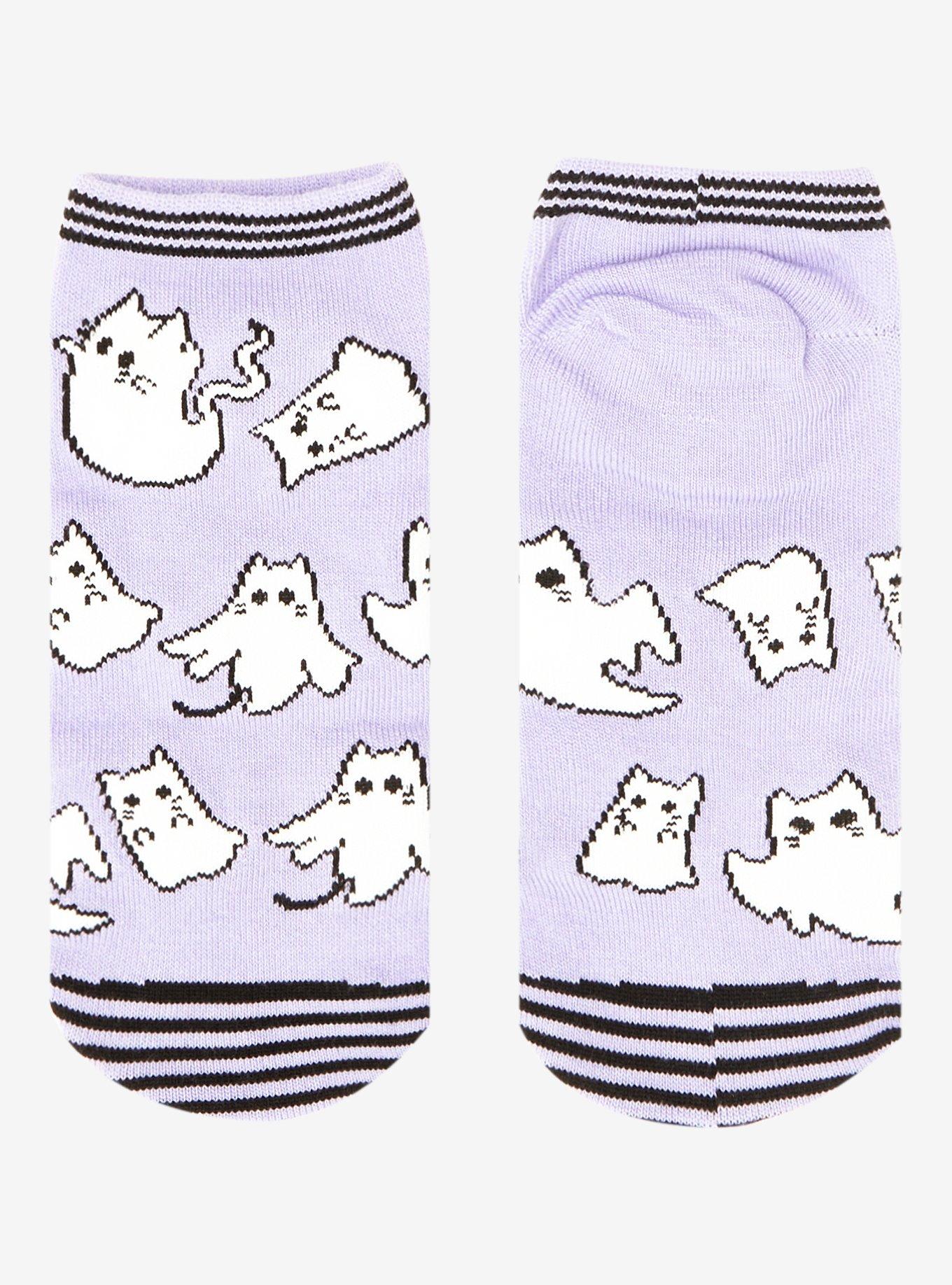 Ghost Cat Stripe No-Show Socks, , alternate