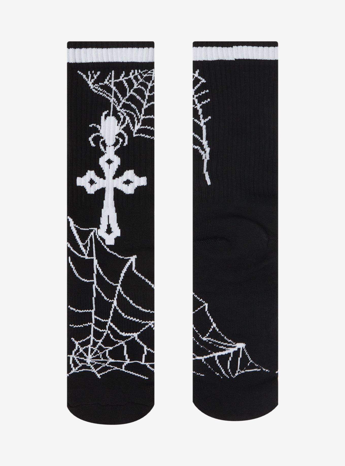 Spiderweb Cross Crew Socks, , alternate