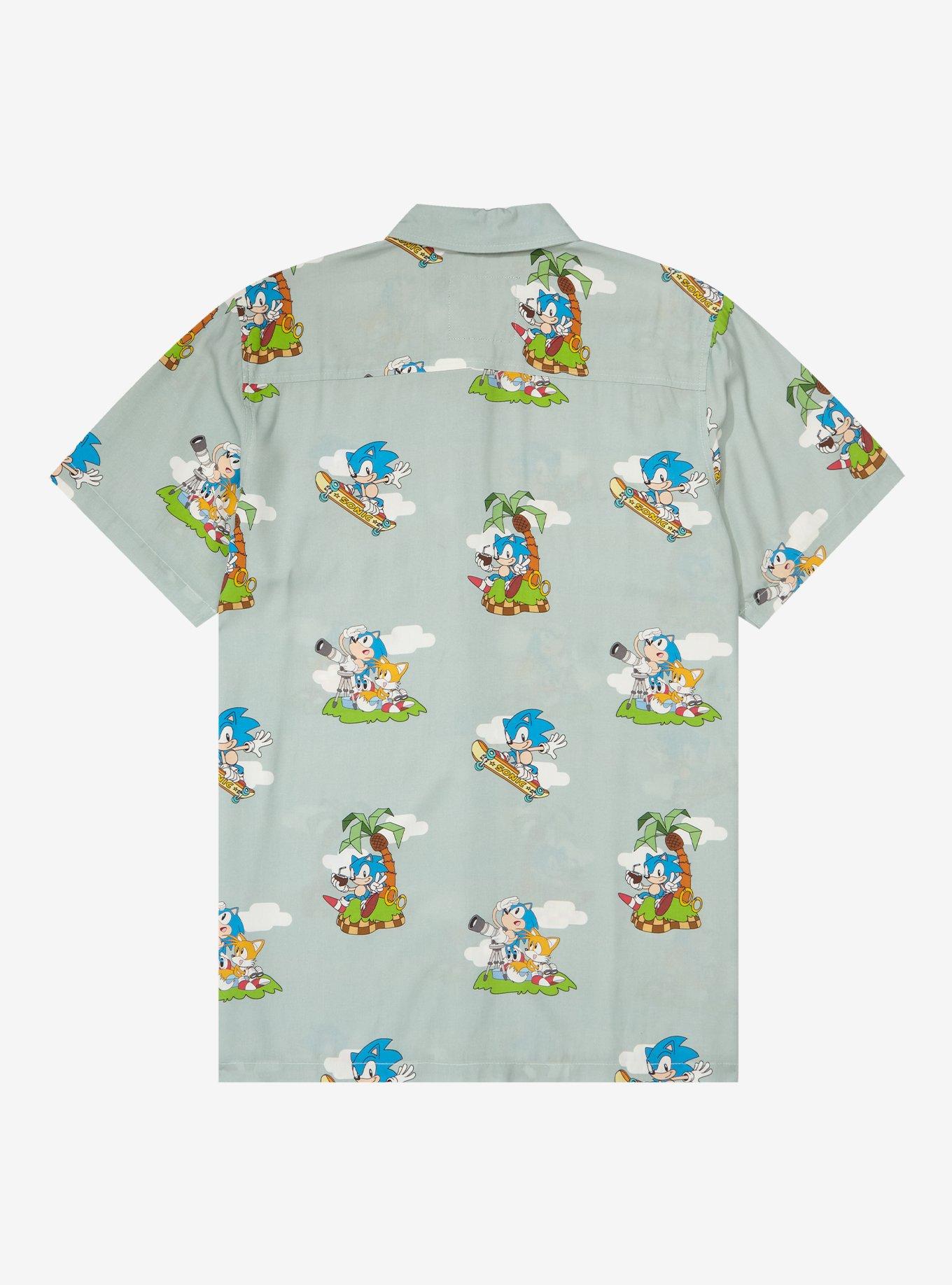 Sonic the Hedgehog Scenic Allover Print Woven Button-Up - BoxLunch Exclusive, , hi-res