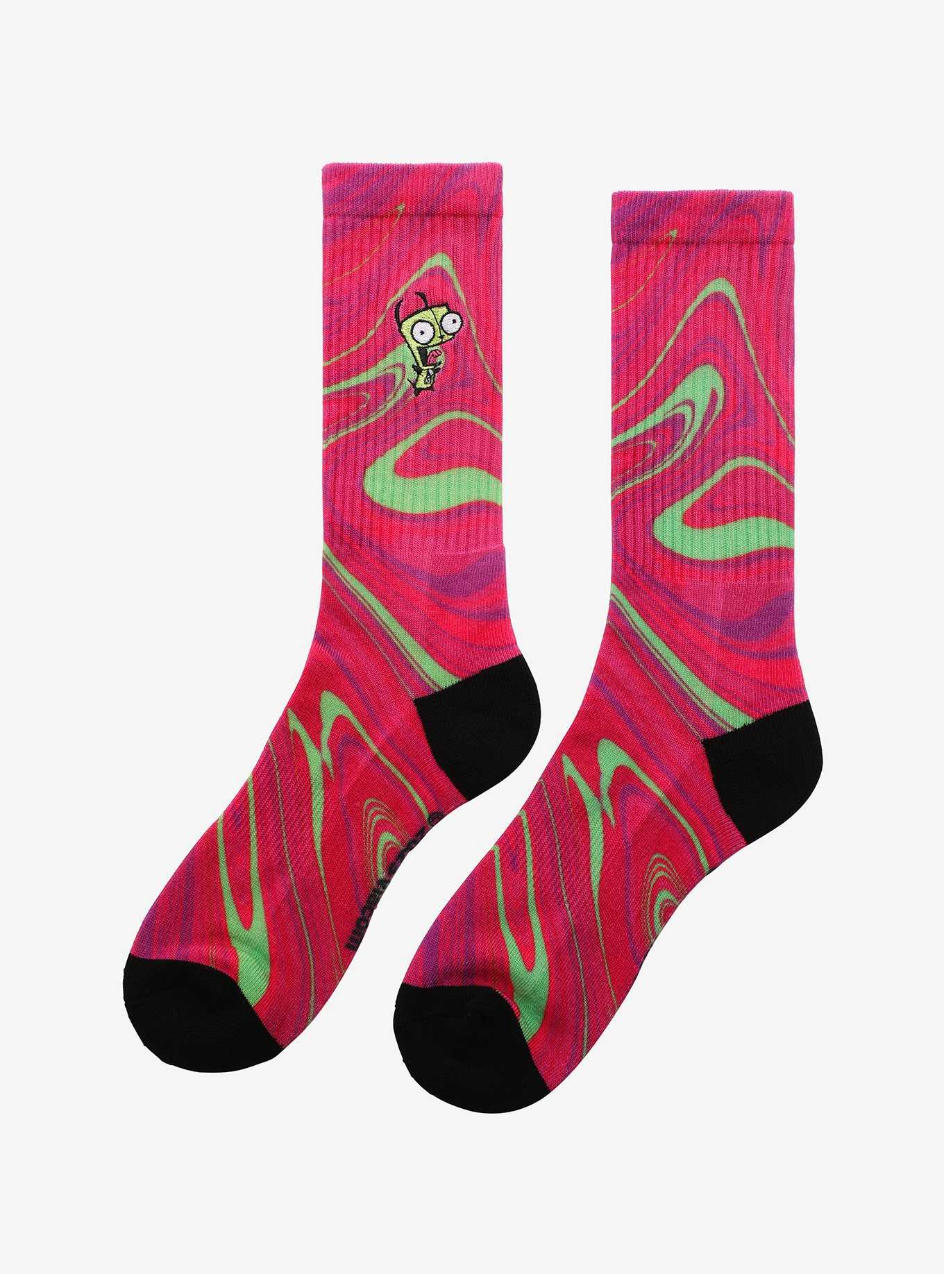 Invader Zim GIR Neon Swirl Crew Socks, , hi-res