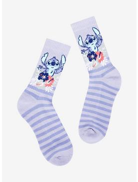 Disney Lilo & Stitch Floral Stripe Crew Socks, , hi-res