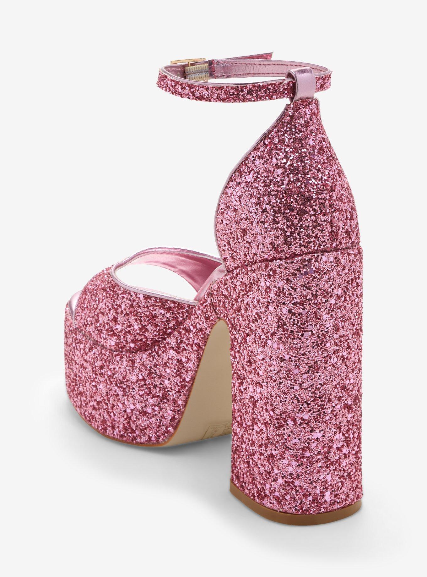 Azalea Wang Pink Glitter Platform Heels