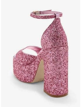 Plus Size Azalea Wang Pink Glitter Platform Heels, , hi-res