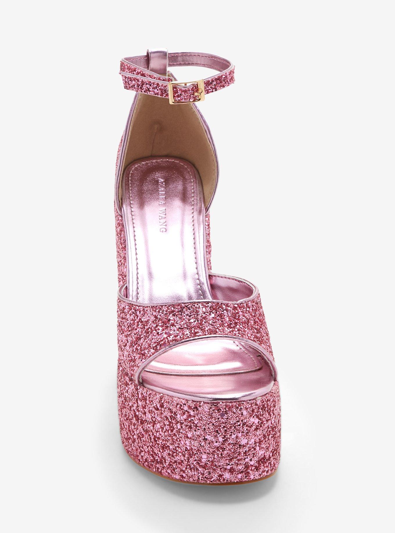 Azalea Wang Pink Glitter Platform Heels, MULTI, alternate
