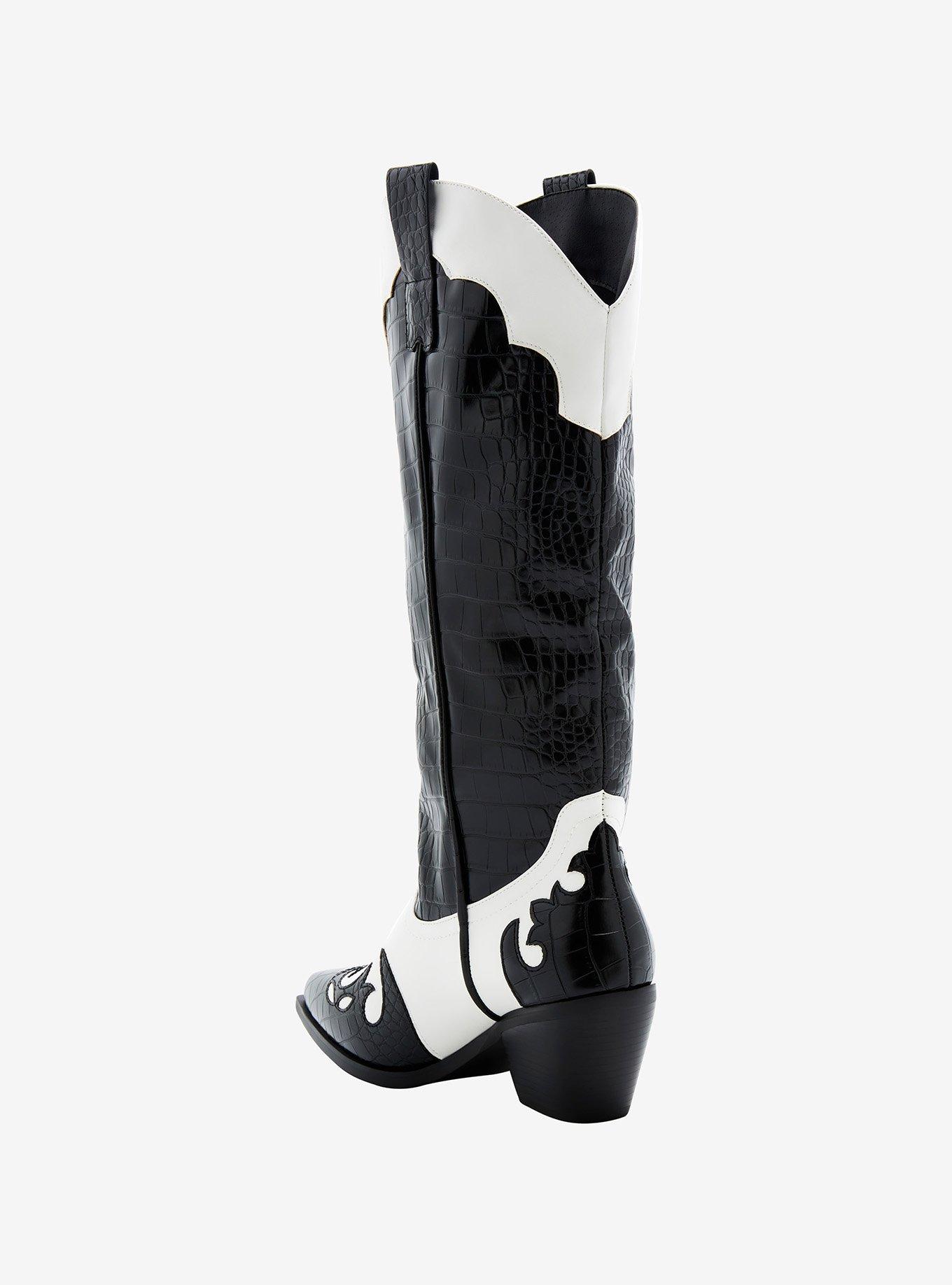 Azalea Wang Sally Black & White Cowboy Boots, MULTI, alternate