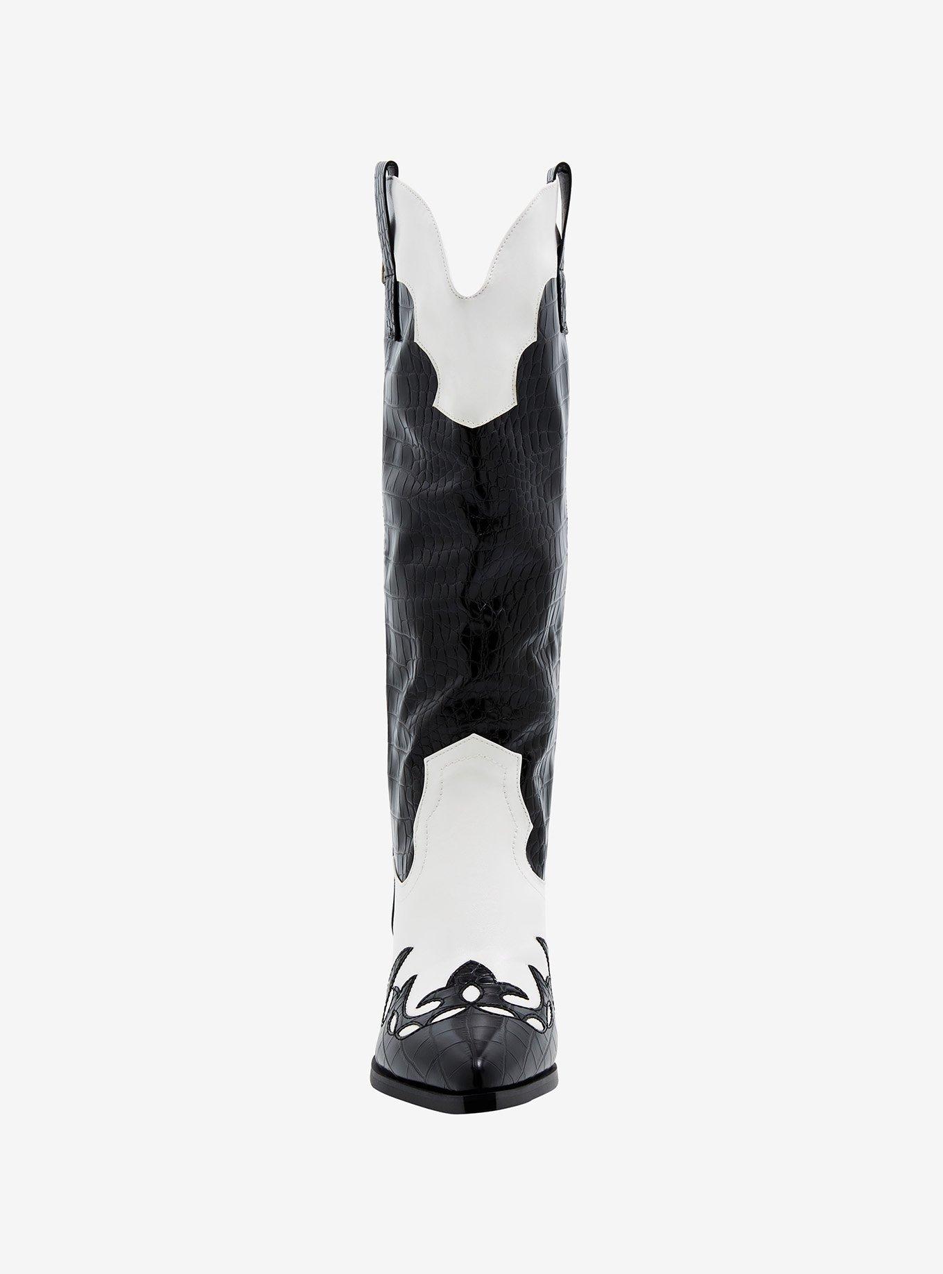 Azalea Wang Sally Black & White Cowboy Boots, MULTI, alternate