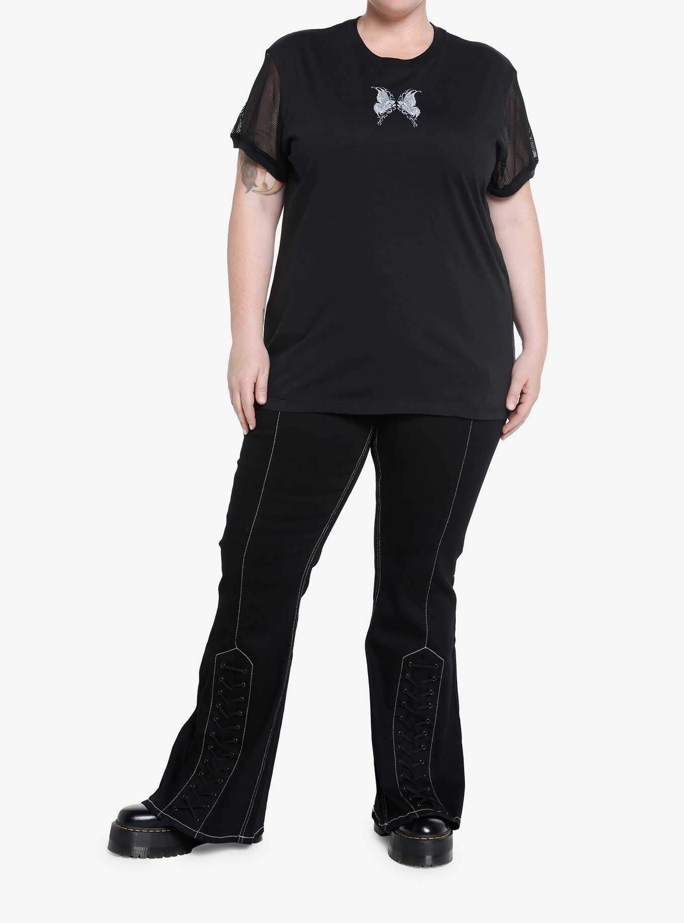 Social Collision Skeleton Butterfly Fishnet Girls T-Shirt Plus Size, , hi-res