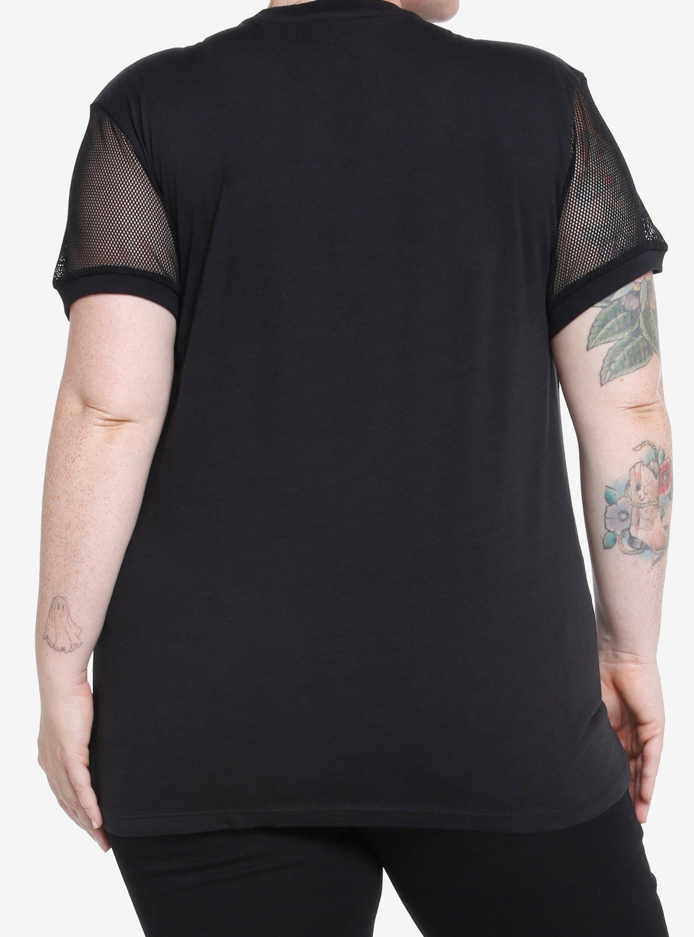 Social Collision Skeleton Butterfly Fishnet Girls T-Shirt Plus Size, BLACK, alternate