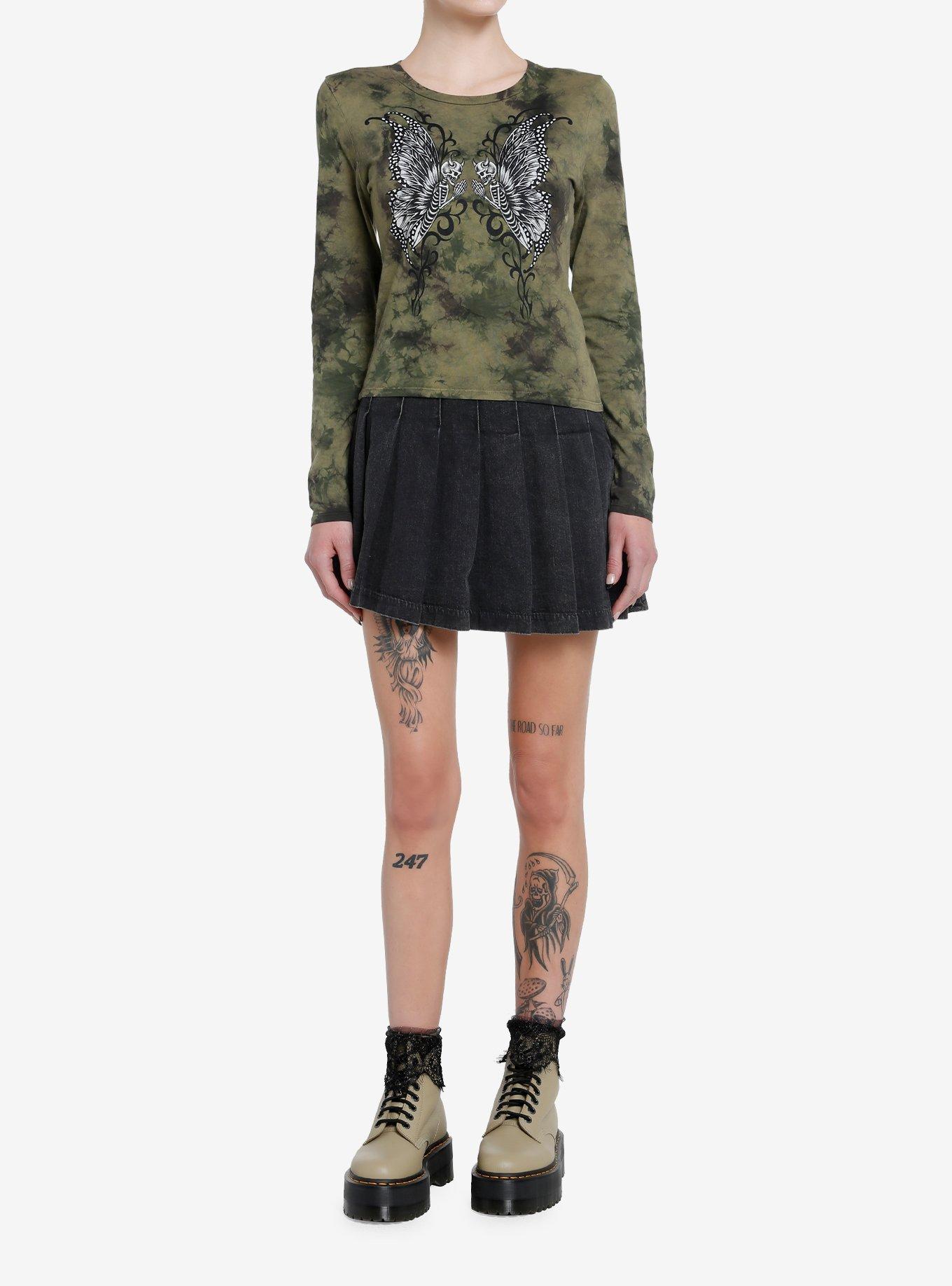 Thorn & Fable Skeleton Fairy Green Wash Girls Long-Sleeve T-Shirt, , hi-res