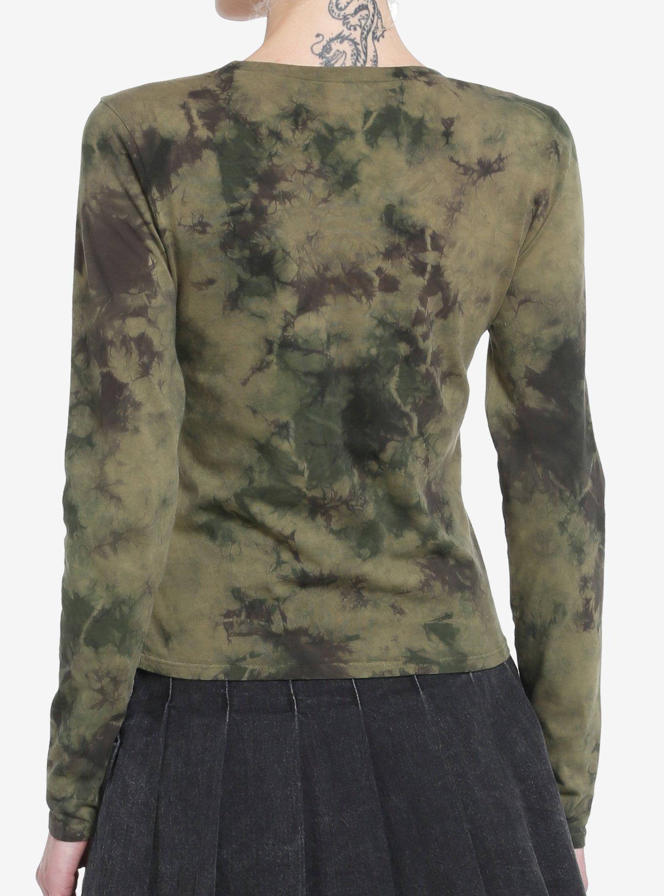 Thorn & Fable Skeleton Fairy Green Wash Girls Long-Sleeve T-Shirt, OLIVE, alternate