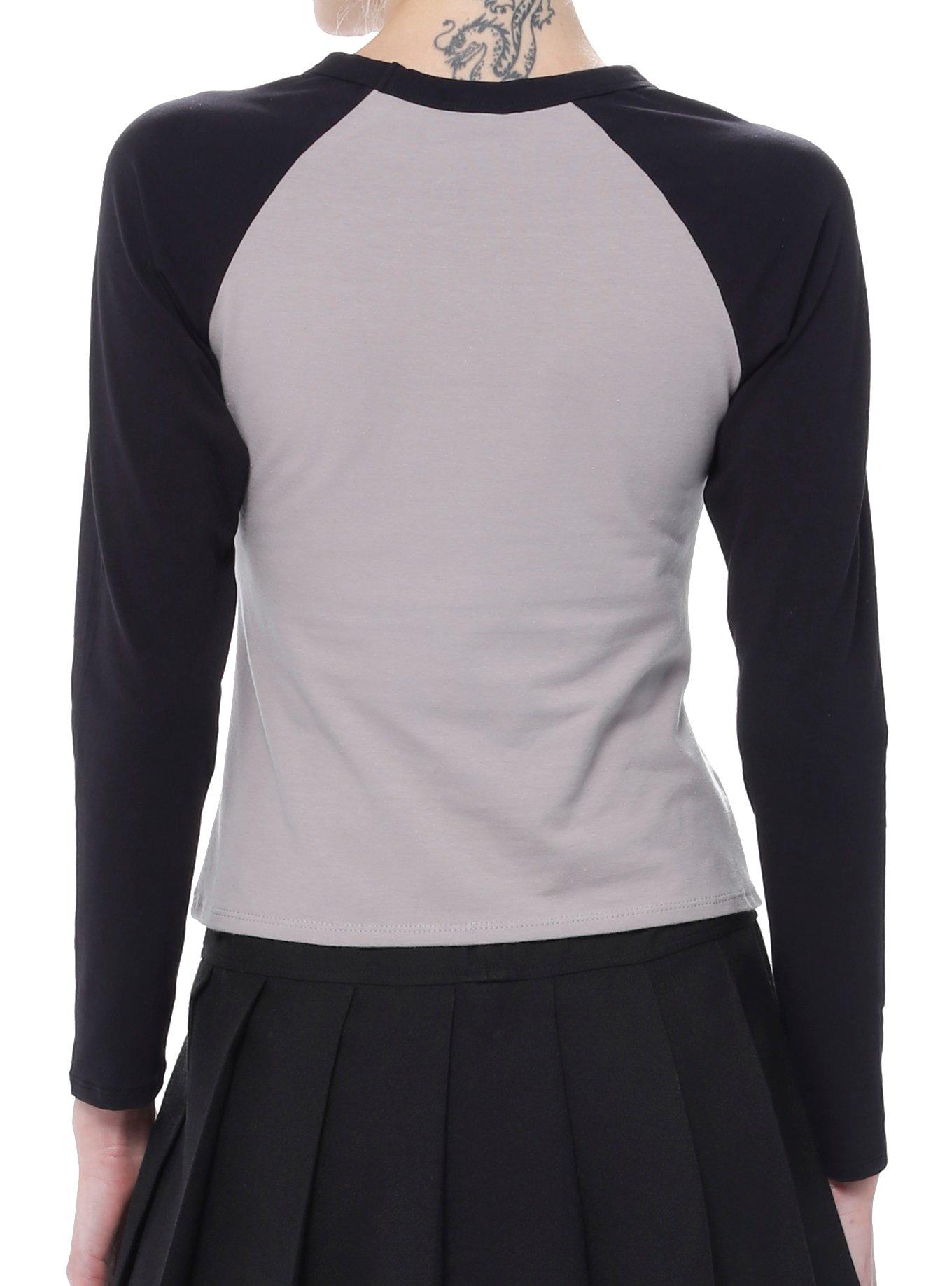 Social Collision Winged Cross Girls Raglan T-Shirt, GREY, alternate