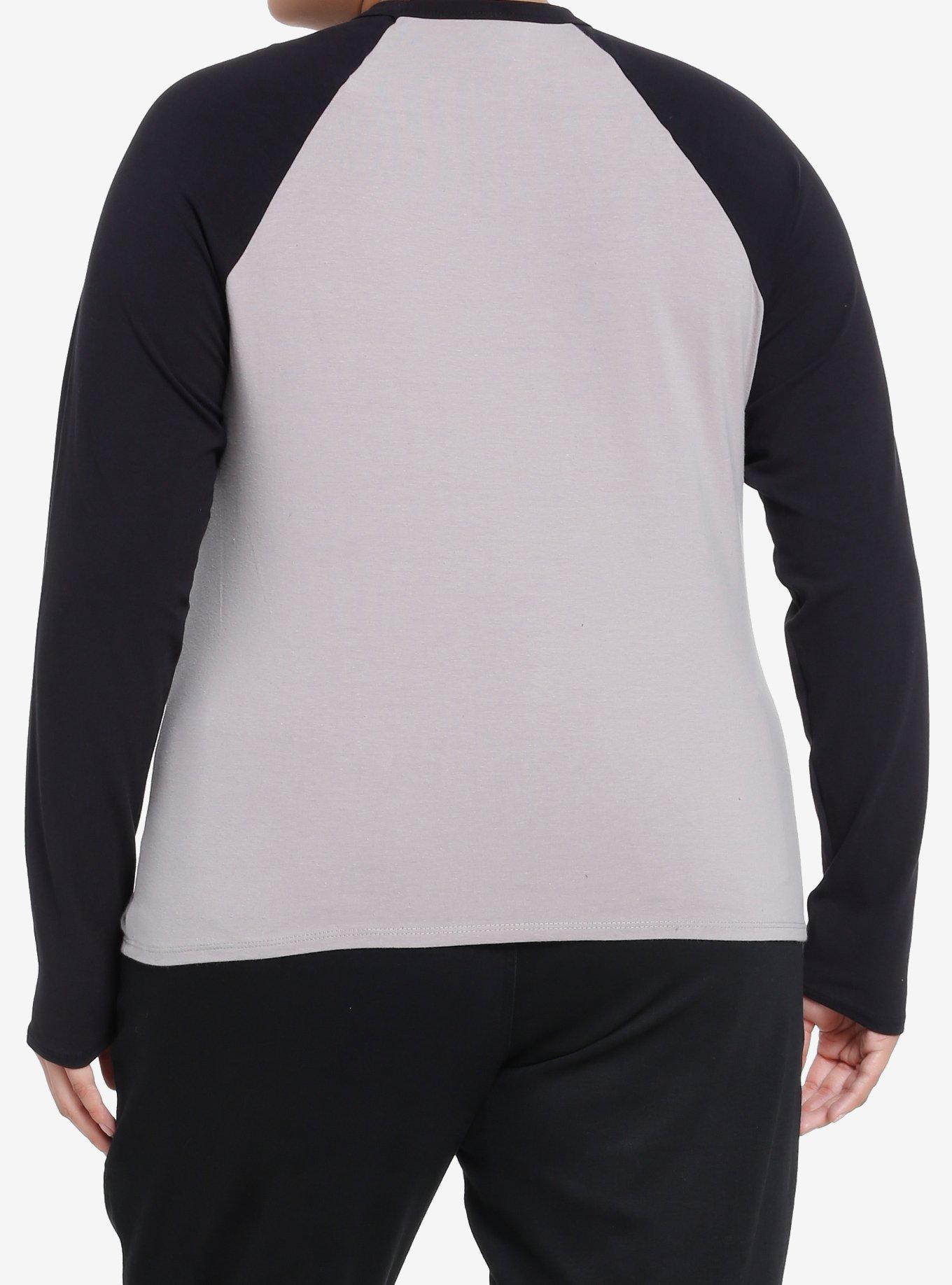 Social Collision Winged Cross Girls Raglan T-Shirt Plus Size, GREY, alternate