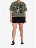 Thorn & Fable Butterfly Forest Green Wash Girls Crop T-Shirt Plus Size, OLIVE, alternate