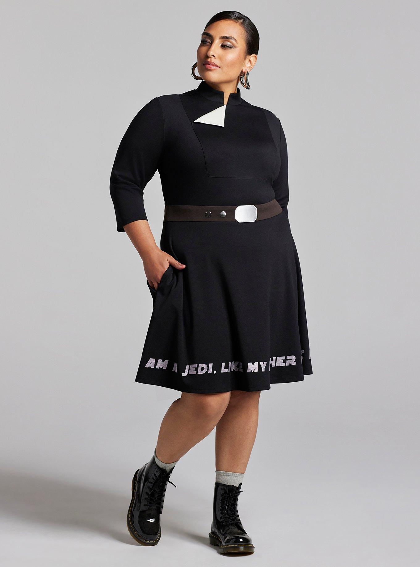 Her Universe Star Wars Luke Skywalker Jedi Dress Plus Size Her Universe Exclusive, BLACK, alternate