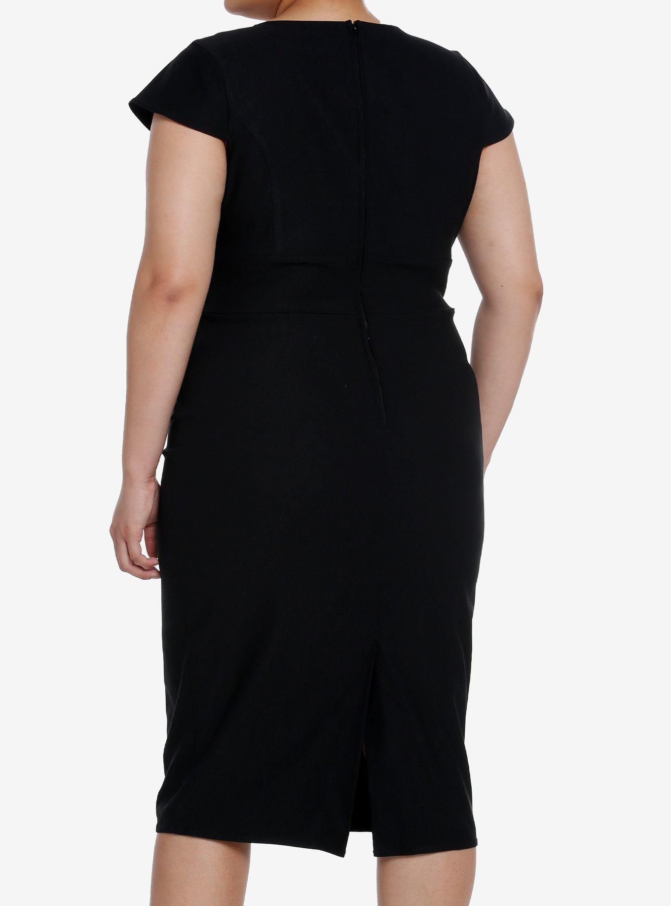 Her Universe Black Cap Sleeve Retro Wiggle Dress Plus Size Her Universe Exclusive, BLACK, alternate