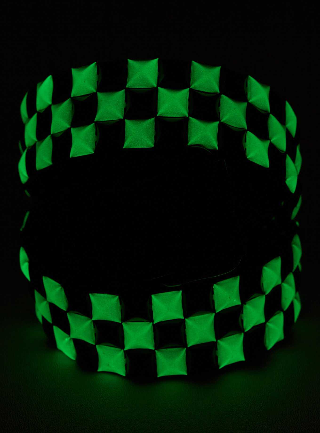 Black & Glow-In-The-Dark Pyramid Stud Belt, , hi-res
