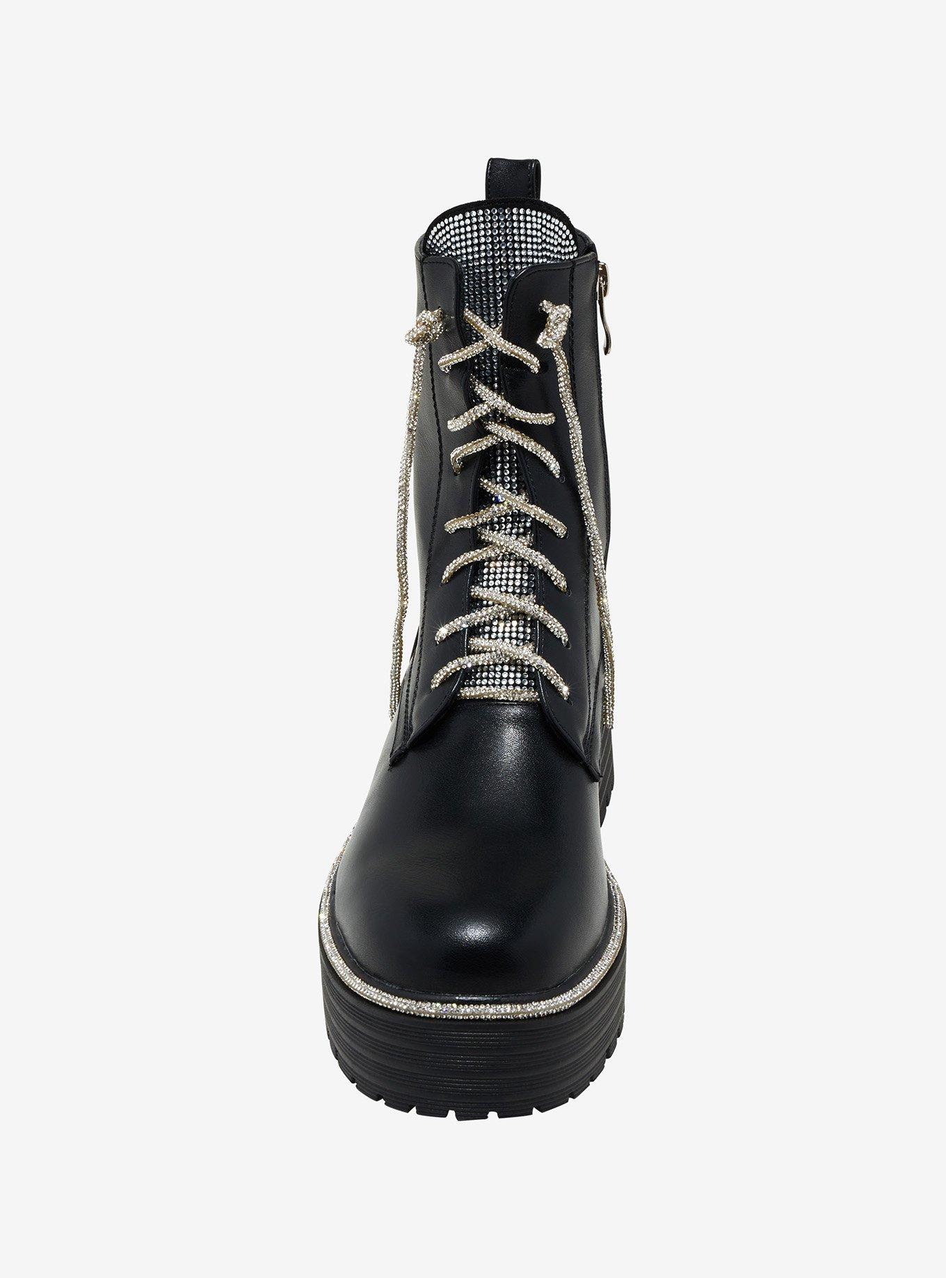 Azalea Wang Silver Bling Combat Boots, MULTI, alternate