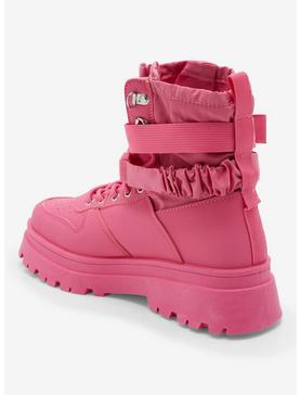 Azalea Wang Peachy Pink Buckle Combat Boot, , hi-res