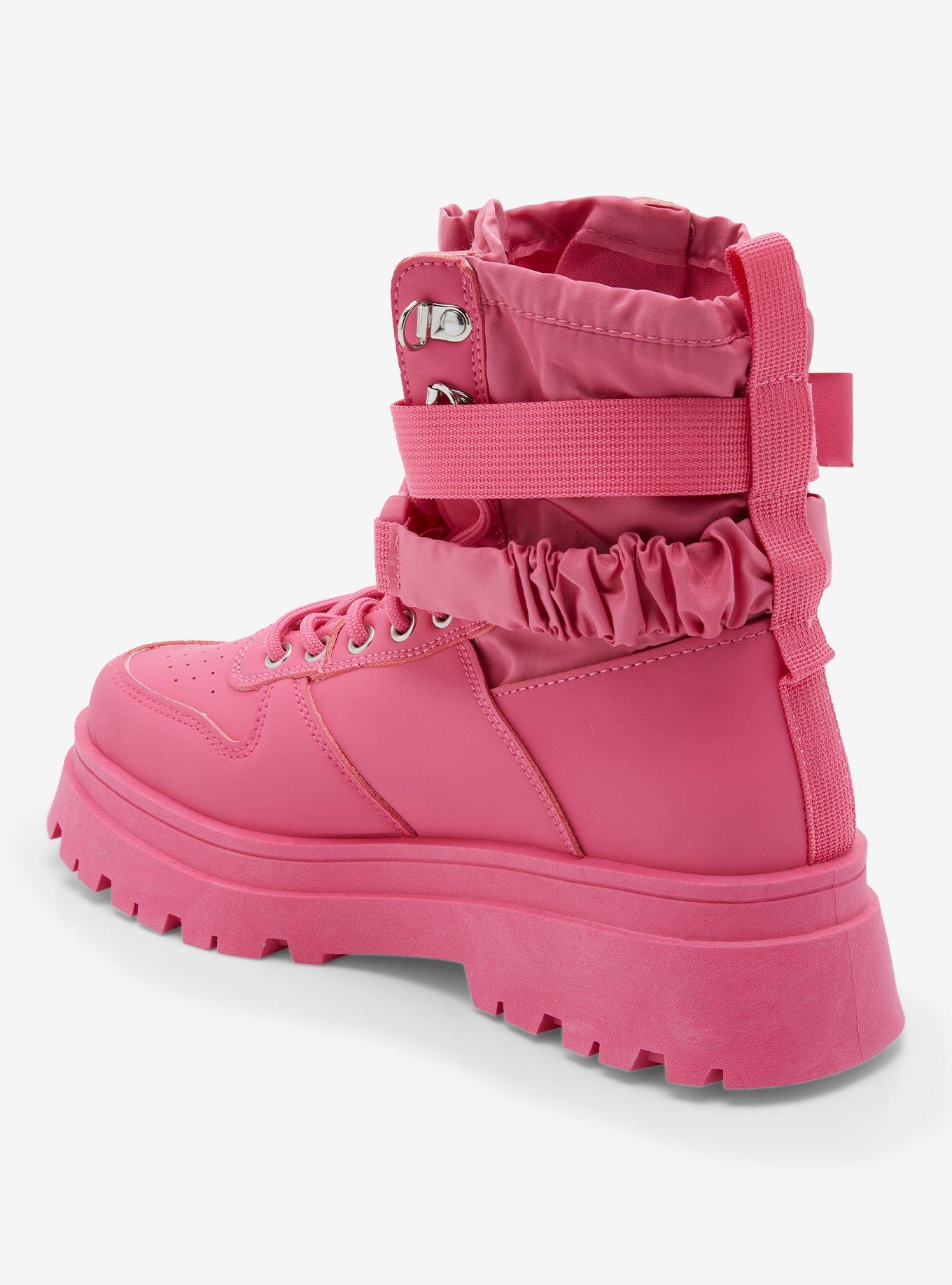 Azalea Wang Peachy Pink Buckle Combat Boot, MULTI, alternate