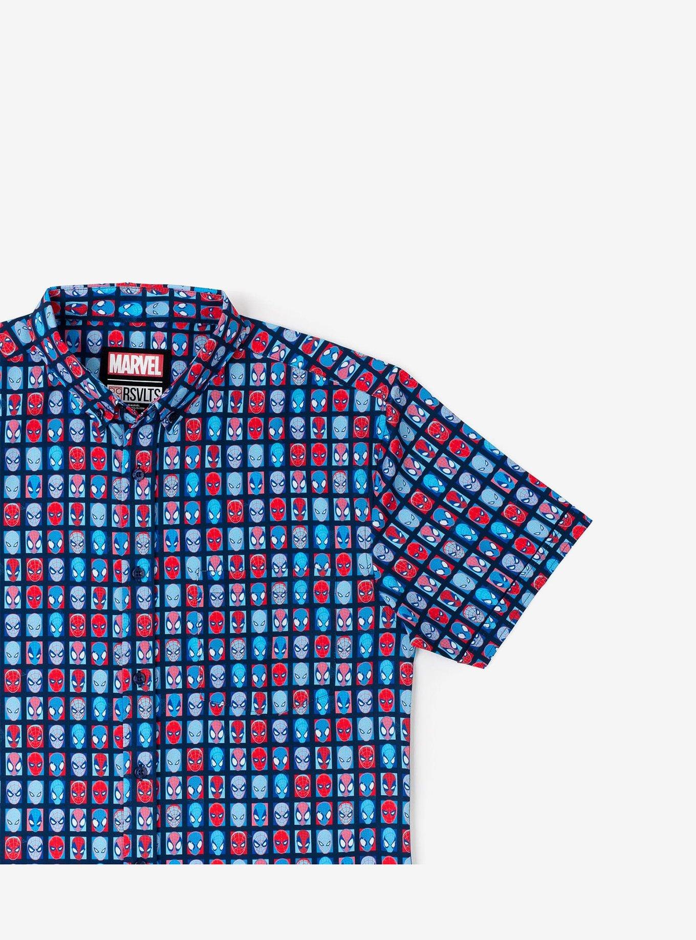 RSVLTS Marvel Spider-Man "The Spidey Bunch" KUNUFLEX Short Sleeve Shirt, BLUE, alternate