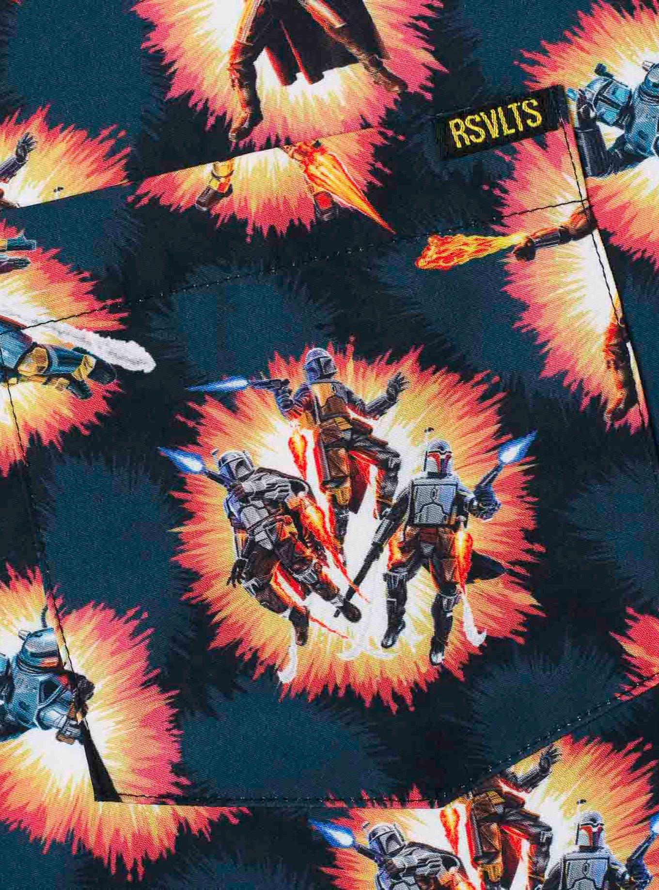 RSVLTS Star Wars The Mandalorian "A Real Mandalorian Hero" Button-Up Shirt, BLACK, alternate