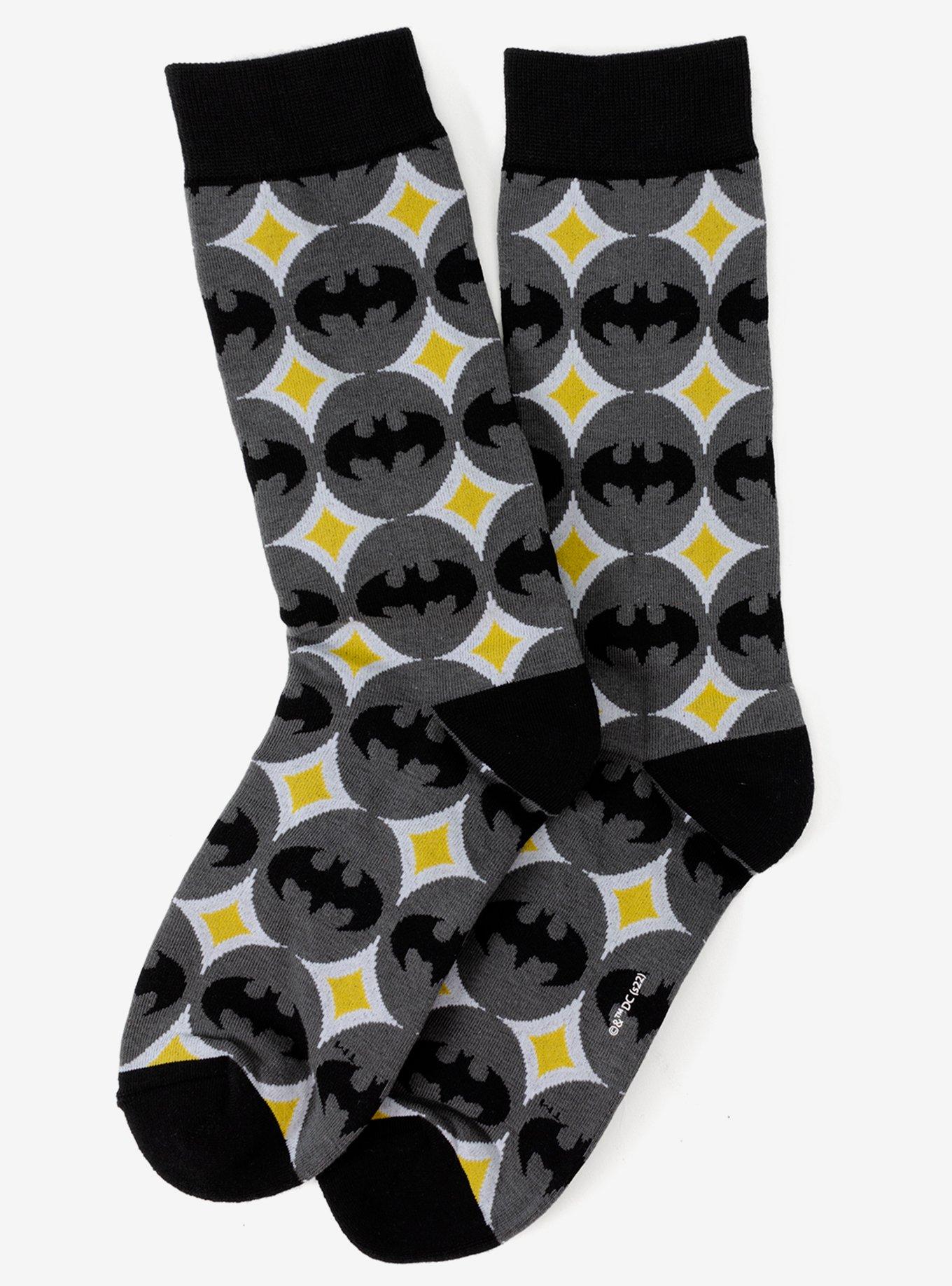 DC Comics Batman Circle Gray Black Men's Socks, , alternate