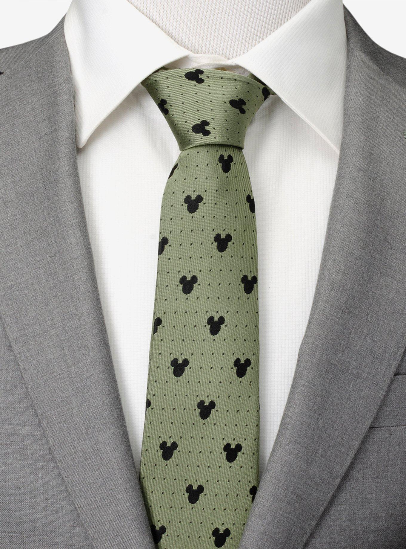 Disney Mickey Mouse Silhouette Dot Green Men's Tie, , hi-res