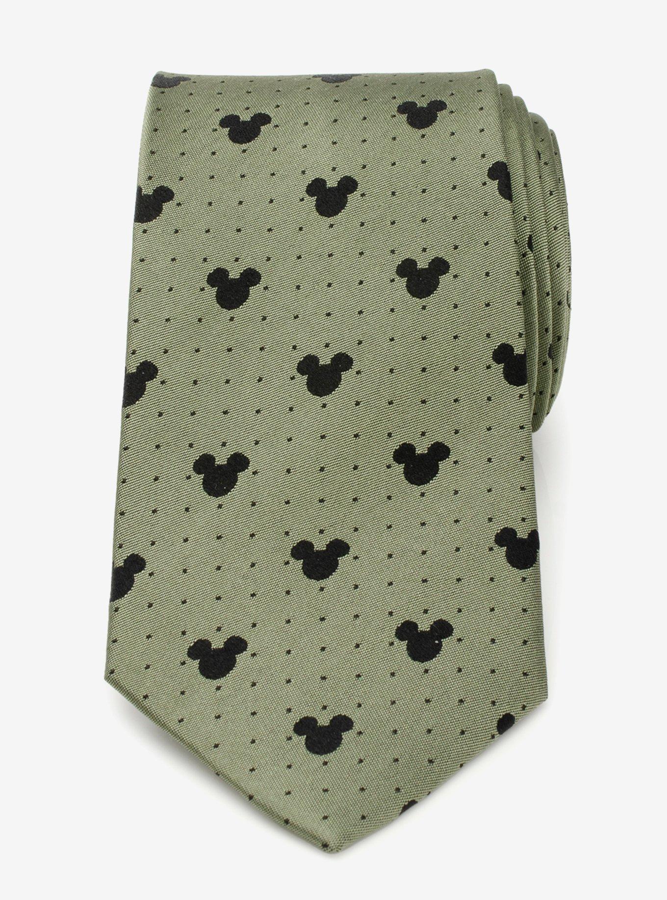 Disney Mickey Mouse Silhouette Dot Green Men's Tie, , alternate