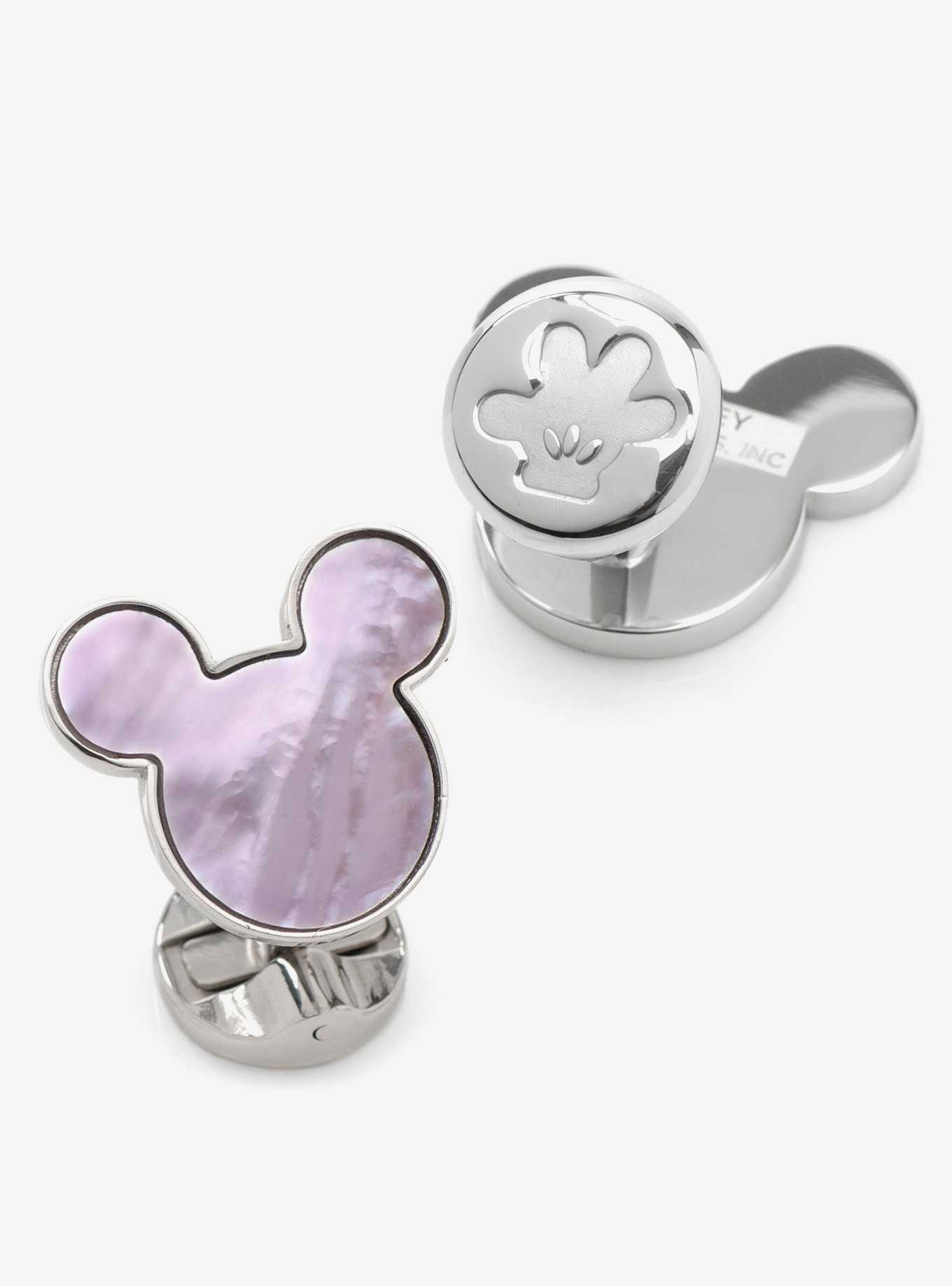 Disney Mickey Mouse Silhouette Lavender Mother Of Pearl Sterling Silver Cufflinks, , hi-res