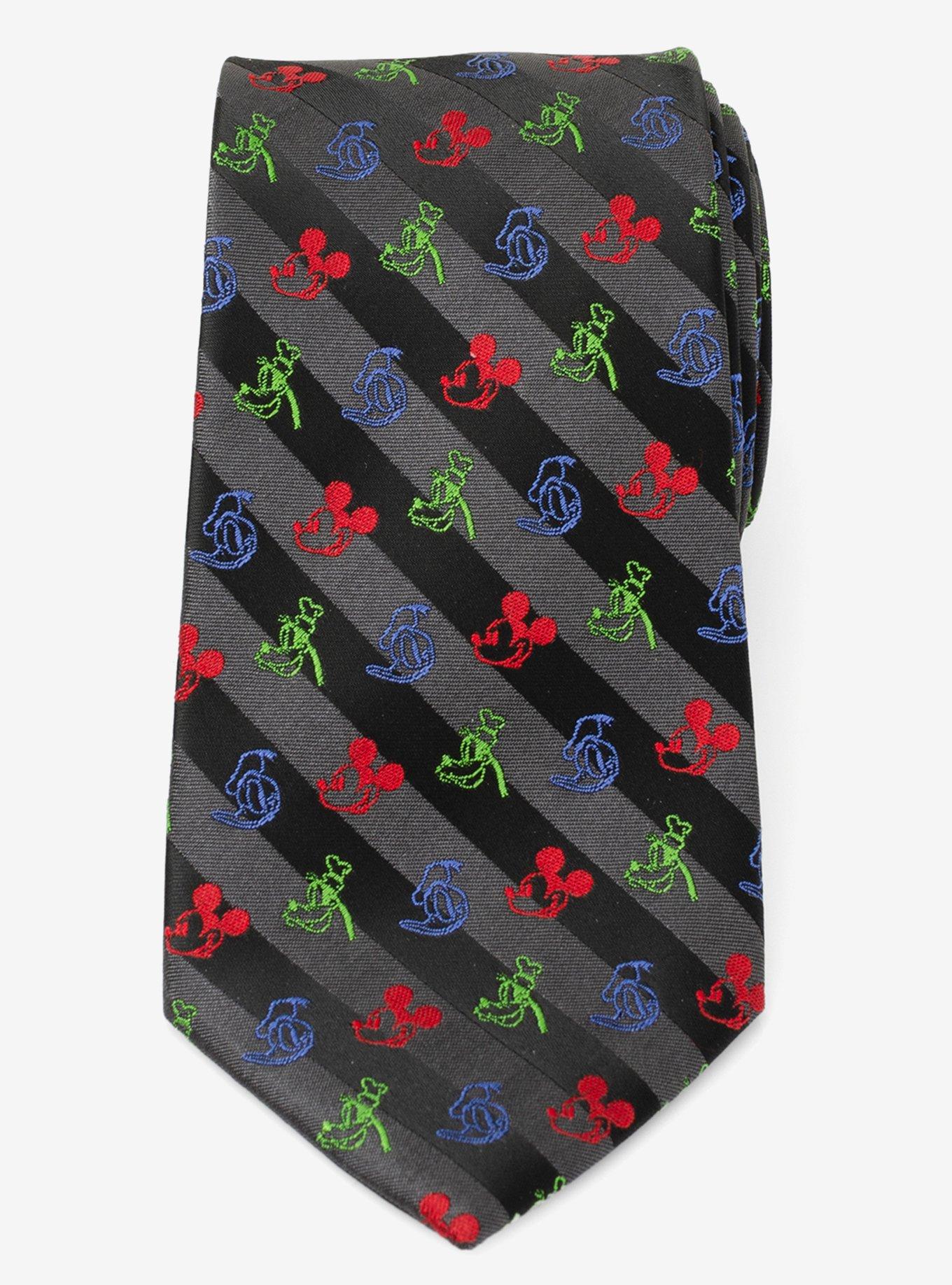 Disney Mickey Mouse And Friends Multi Black Stripe Men's Tie, , alternate