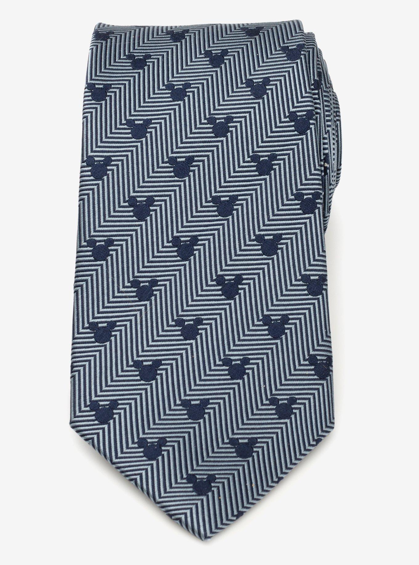 Disney Mickey Mouse Silhouette Blue Herringbone Men's Tie, , alternate