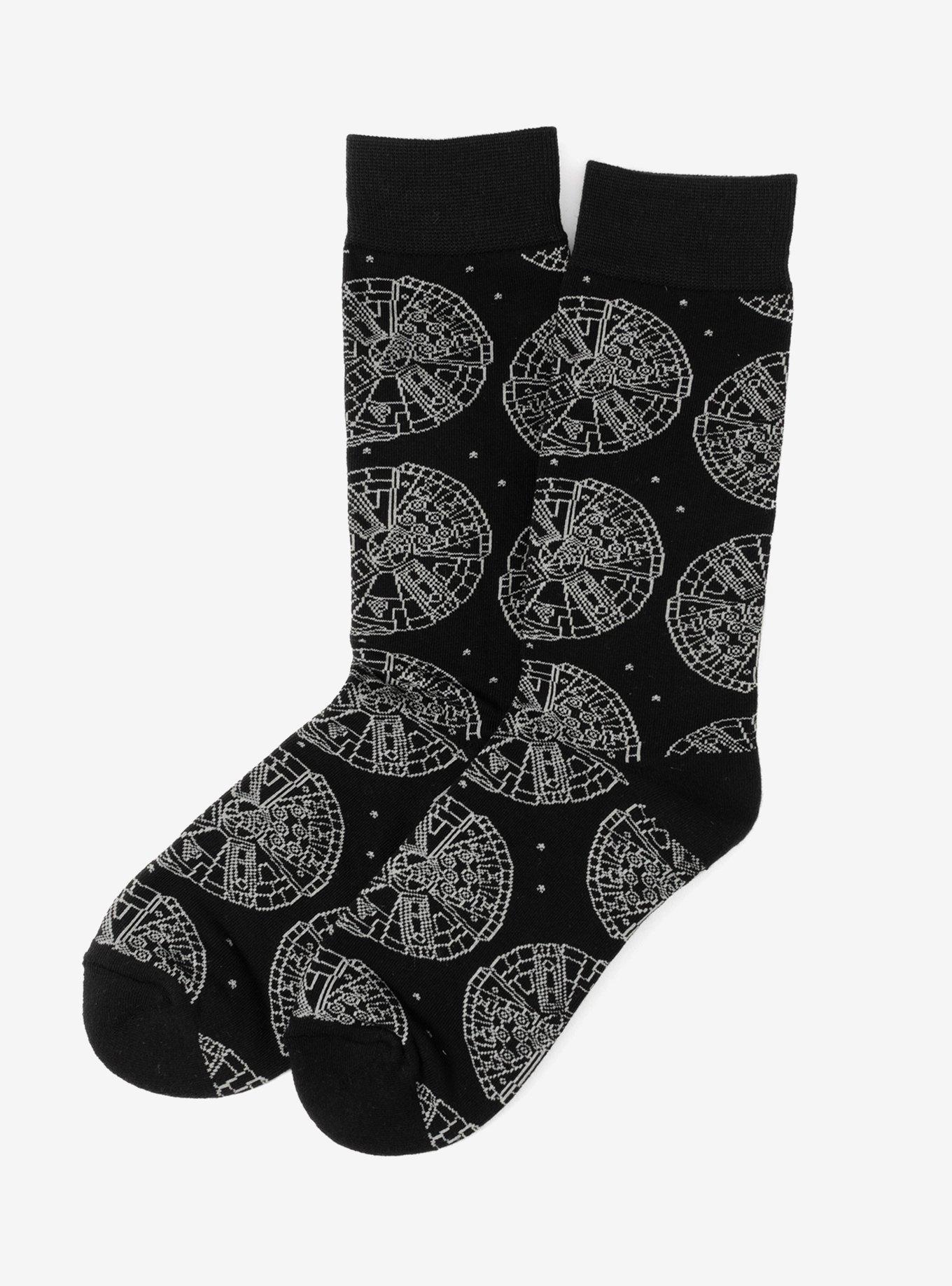 Star Wars Millennium Falcon Blueprint Black Men's Socks, , hi-res