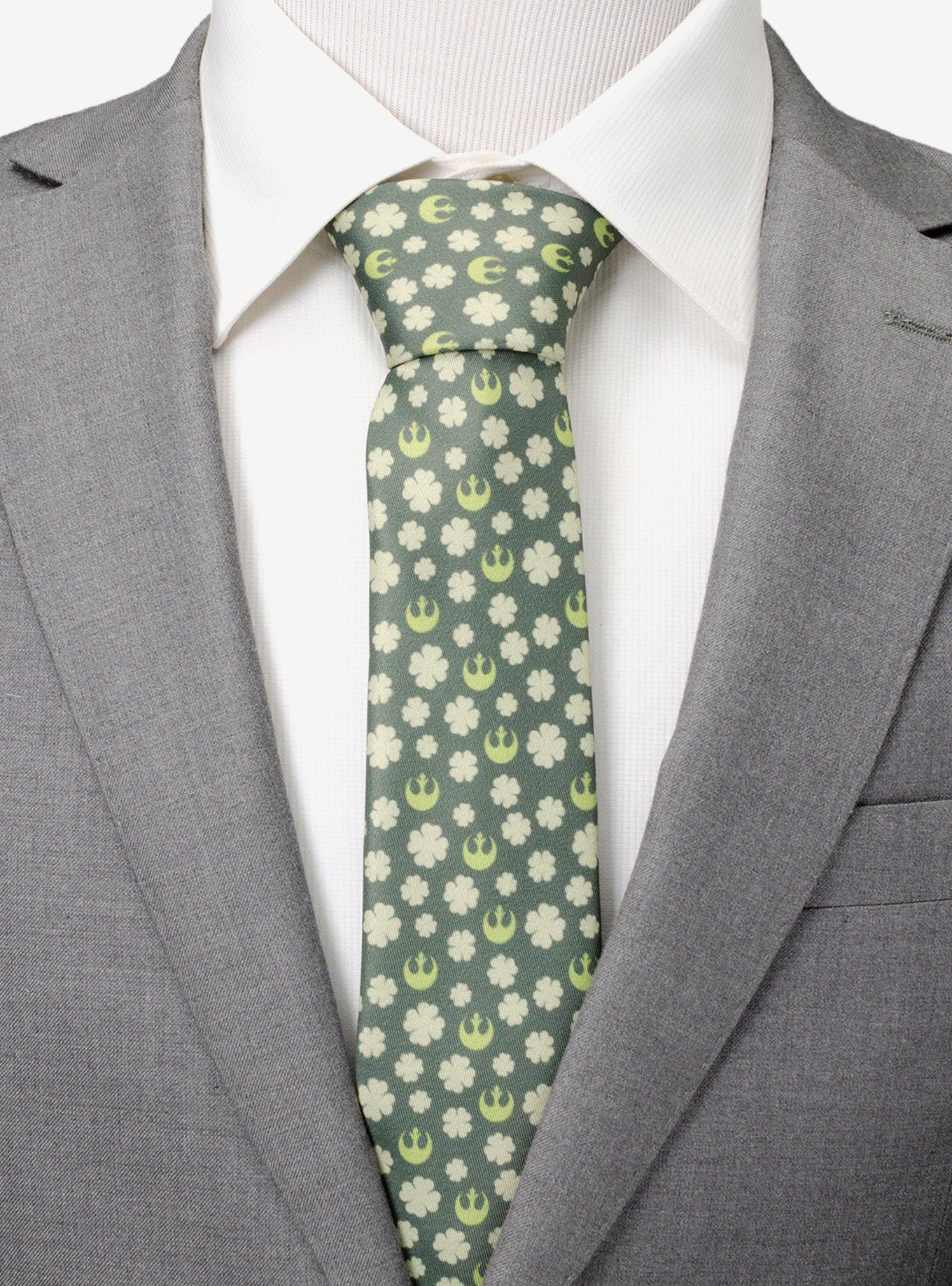 Star Wars Rebel Shamrock Green Hidden Message Men's Tie, , alternate