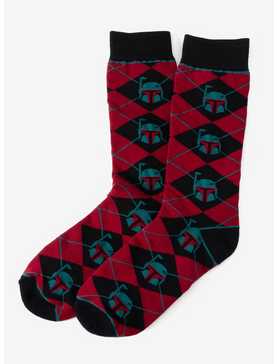 Star Wars Boba Fett Maroon Argyle Men's Socks, , hi-res