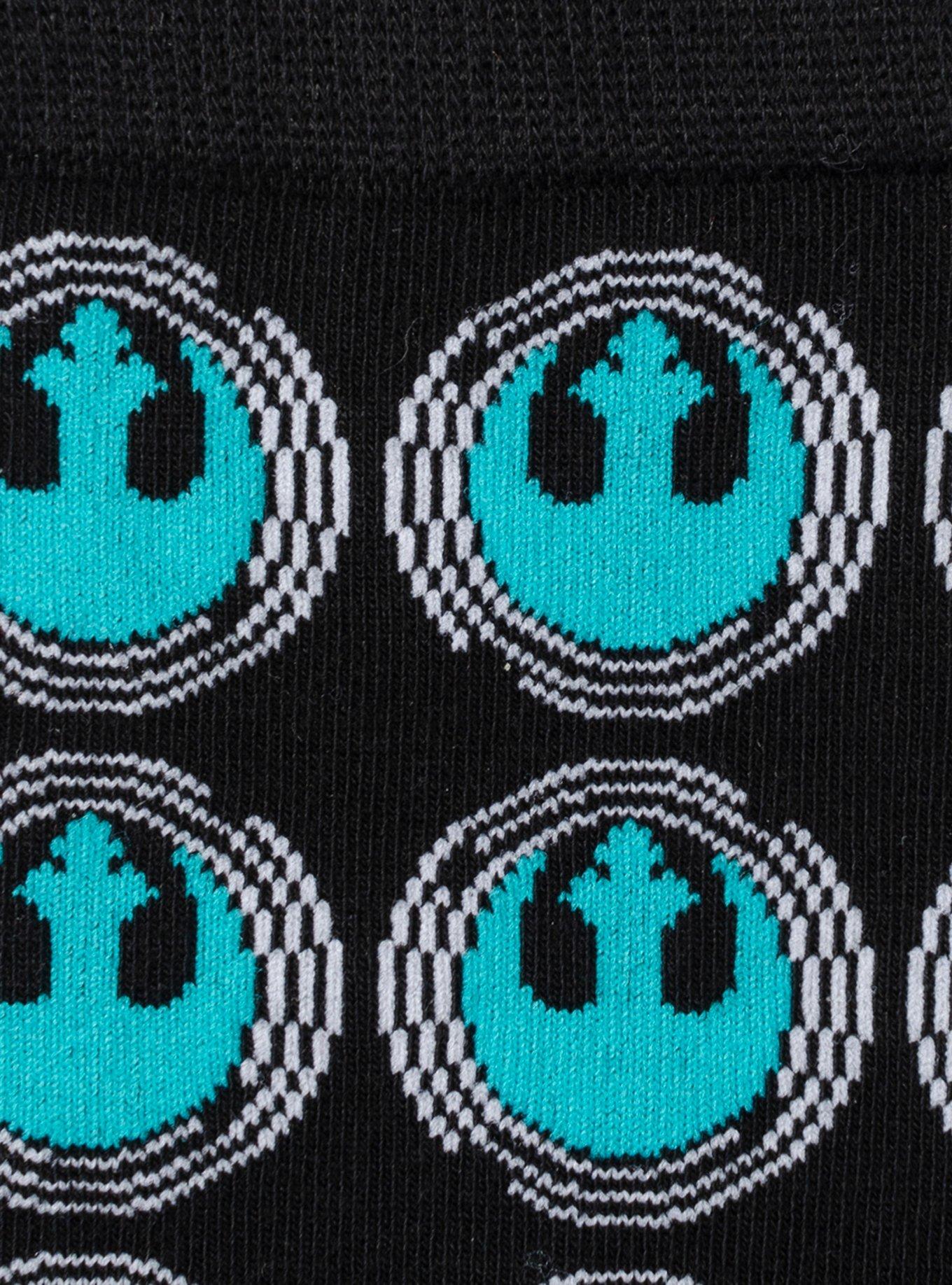 Star Wars Rebel Teal Patterned Black Men's Socks, , alternate