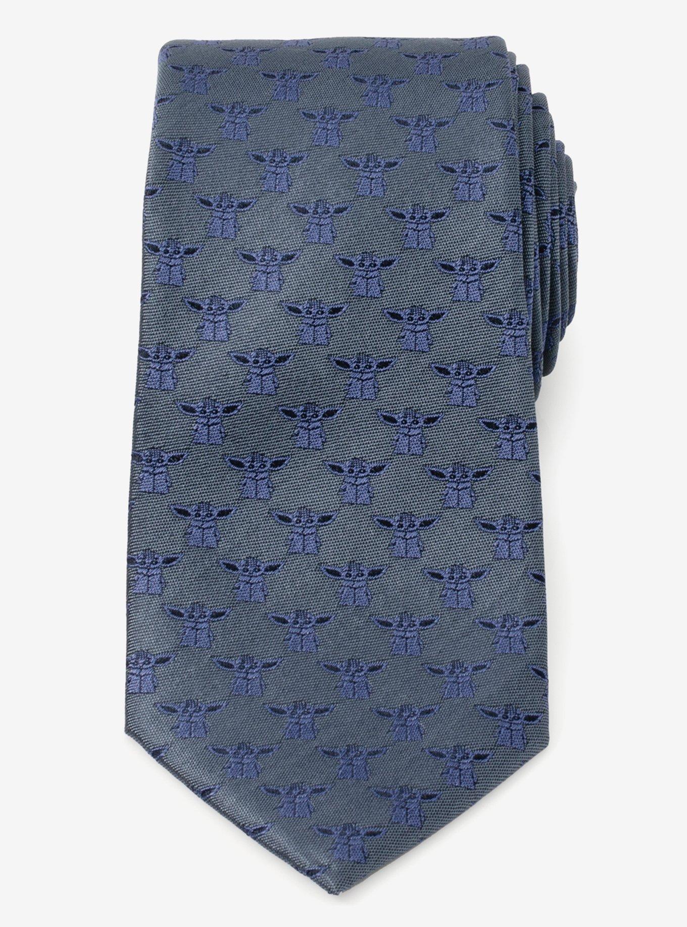 Star Wars The Mandalorian Grogu Blue Tonal Men's Tie, , alternate