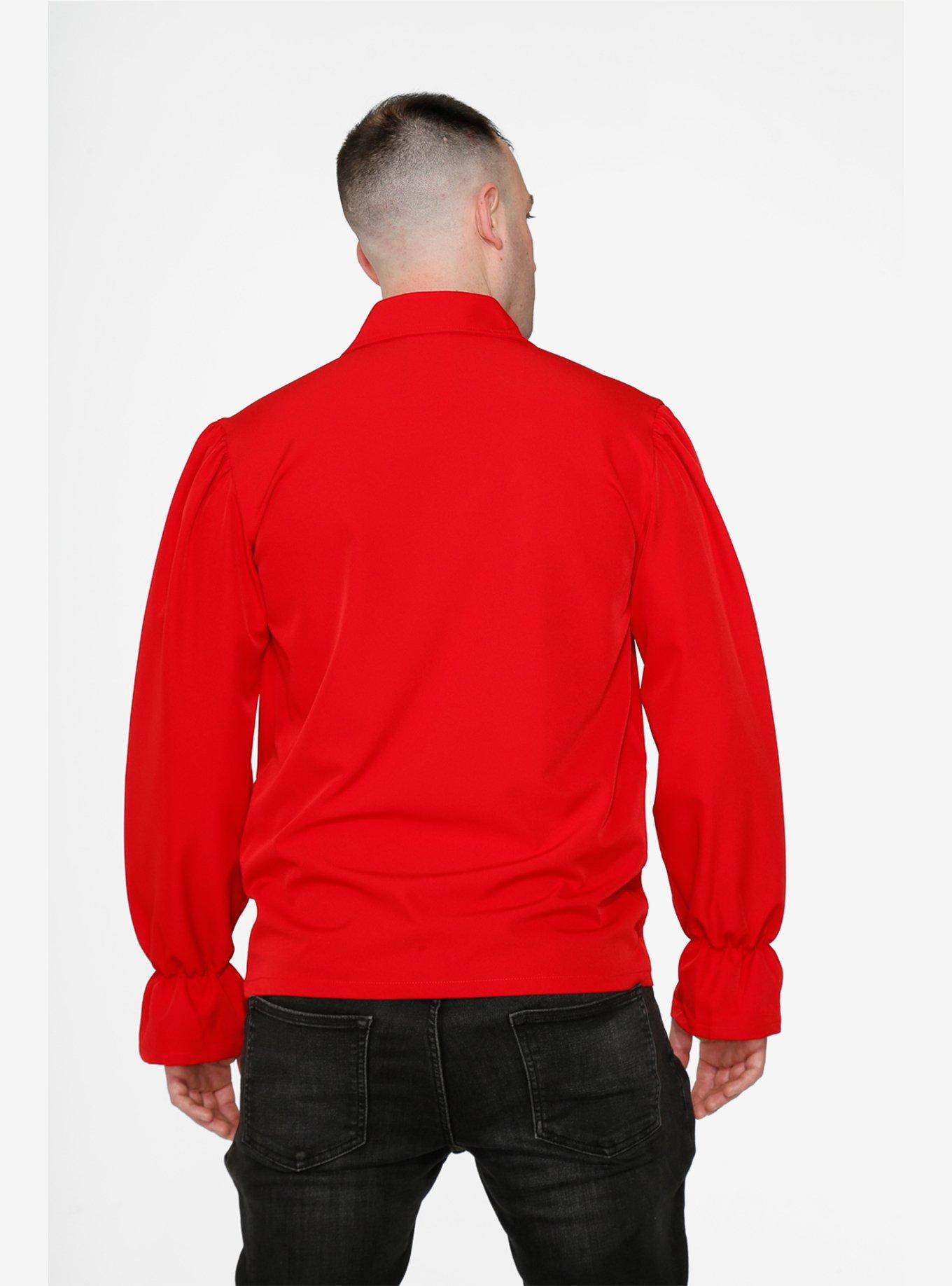Red Pirate Men's Long Sleeve Shirt, RED, alternate