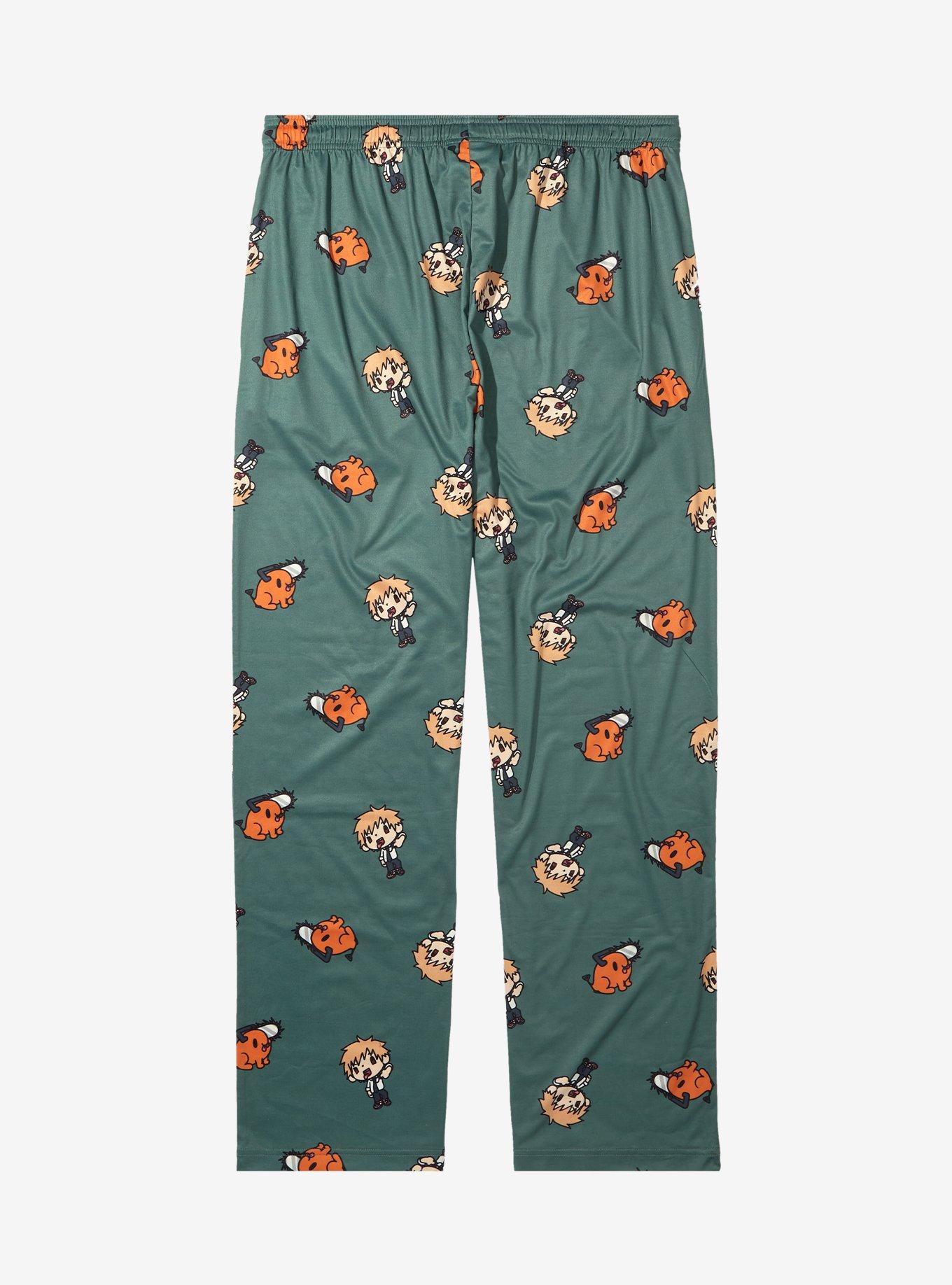 Chainsaw Man Chibi Allover Print Plus Size Sleep Pants - BoxLunch Exclusive, ARMY GREEN, alternate
